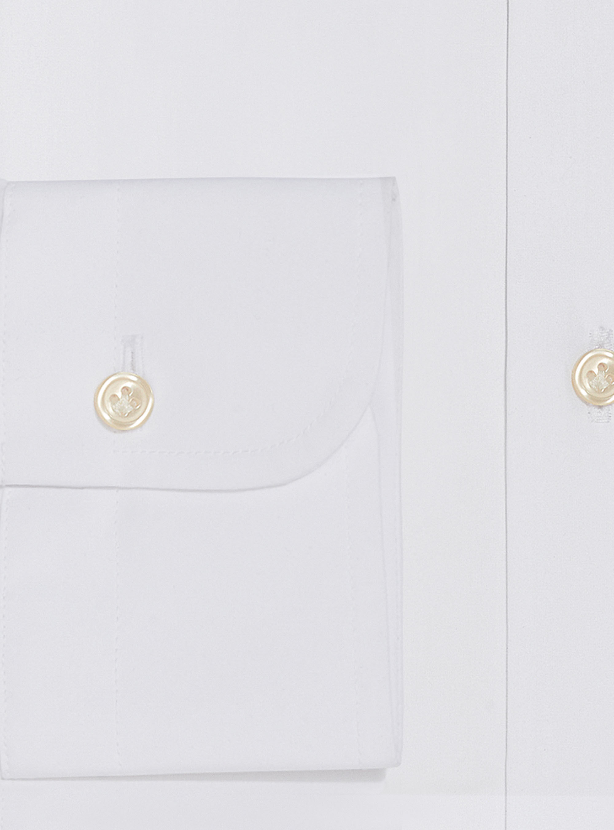 Camicia collo francese semiaperto in fil a fil di cotone, BIANCO