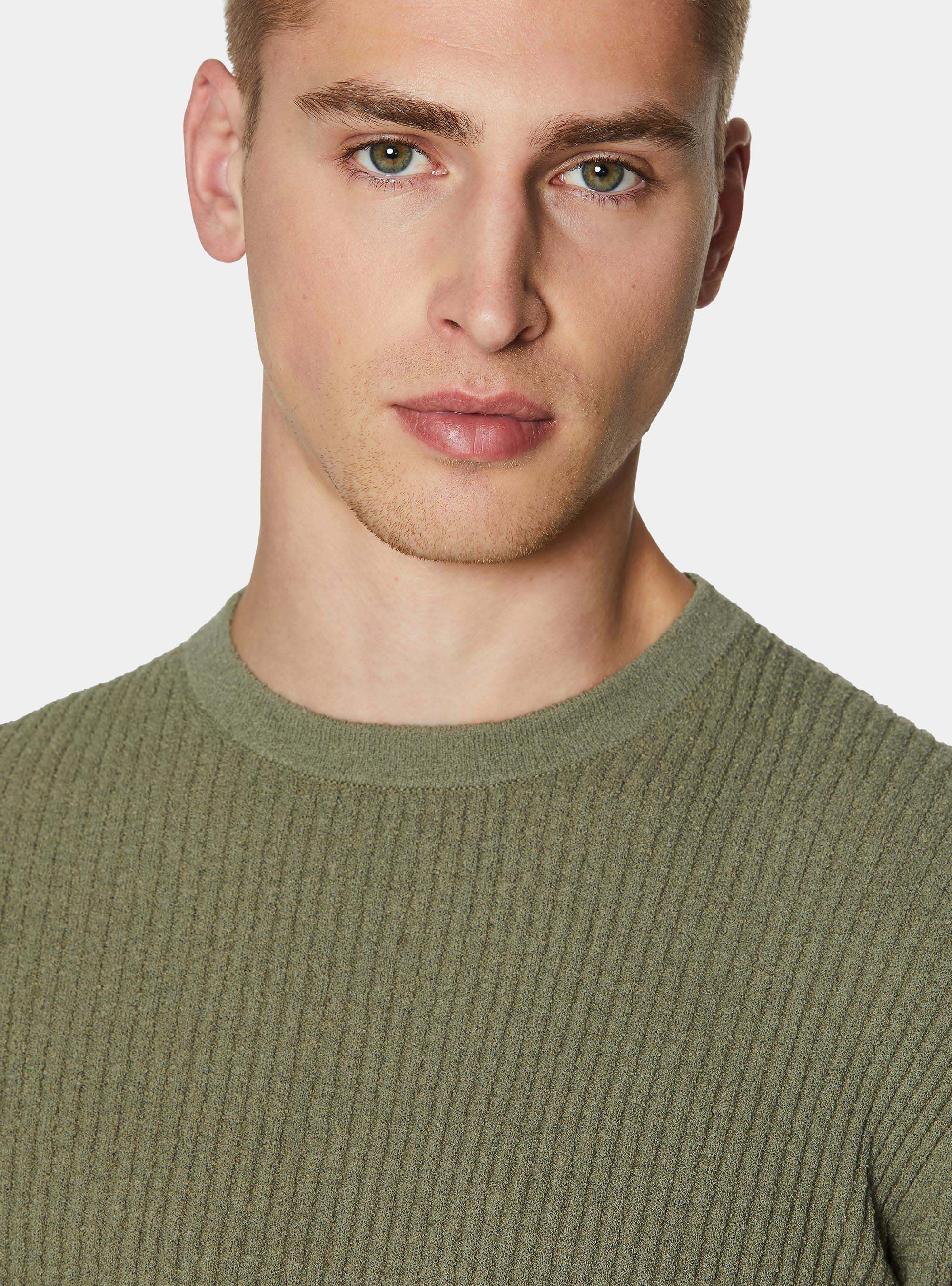 Girocollo in maglia boucl&egrave; a costina, SALVIA 0602C