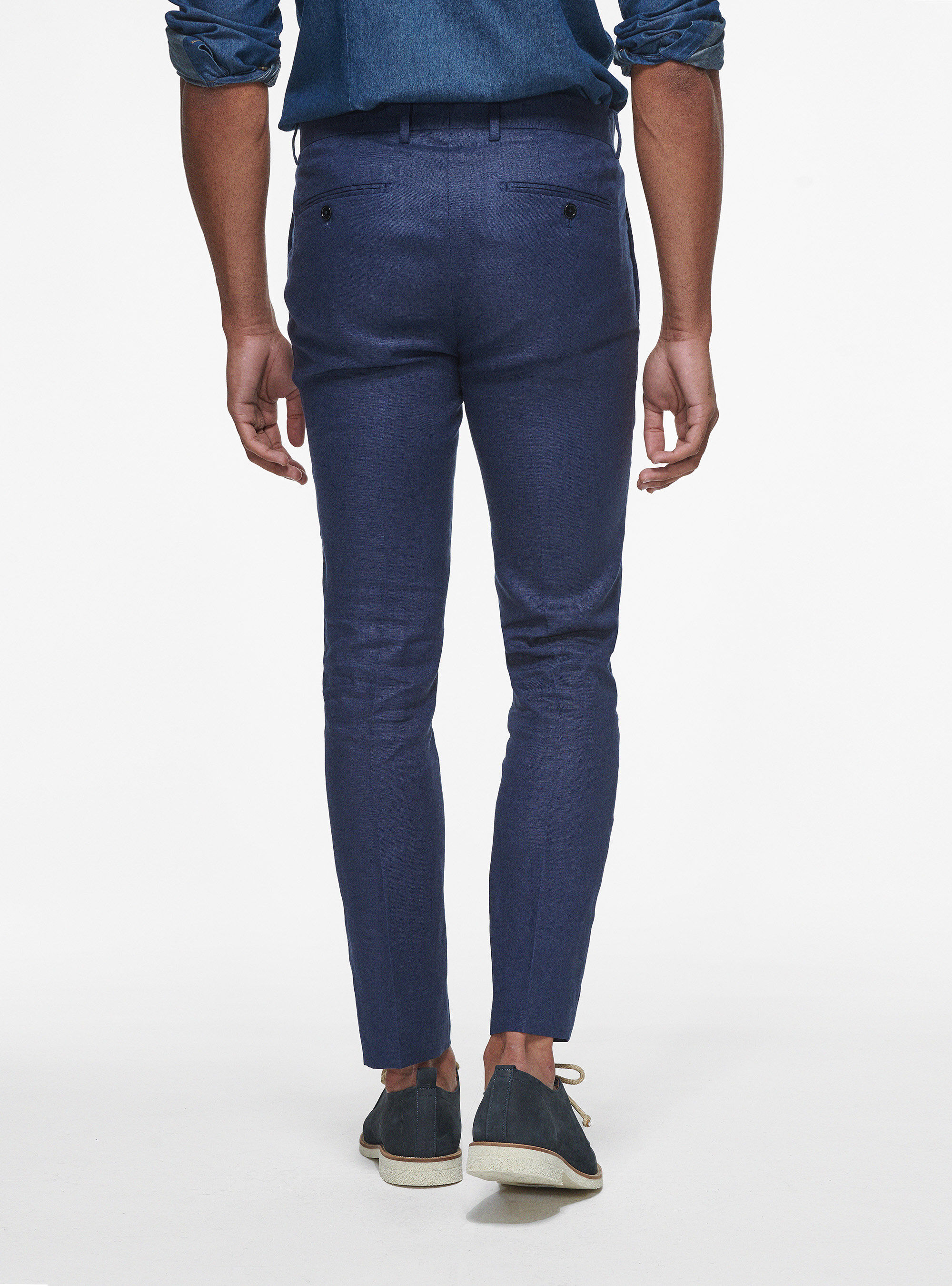 Pantaloni in puro lino, BLU