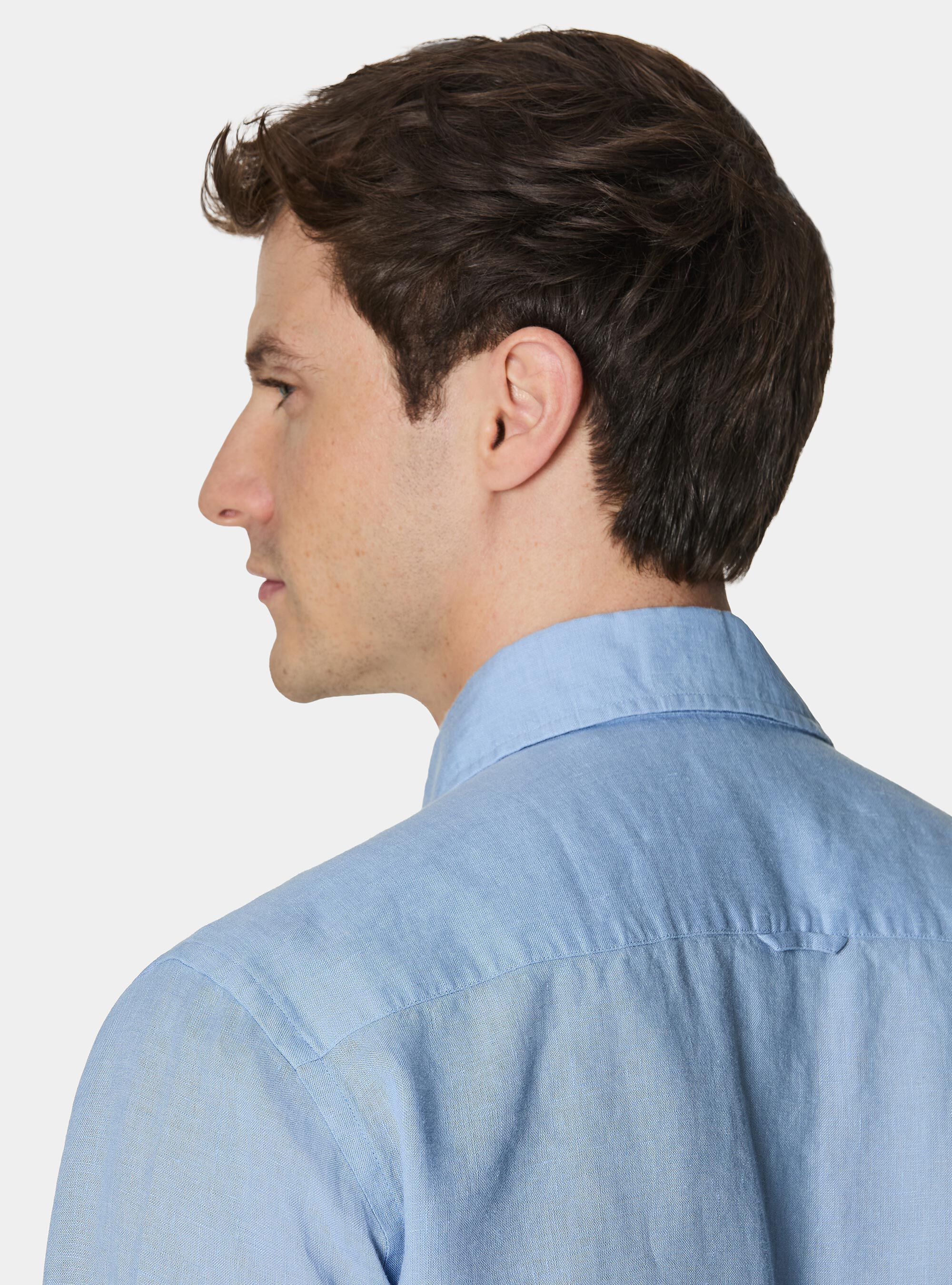 Camicia in puro lino, 0266C AZZURRO