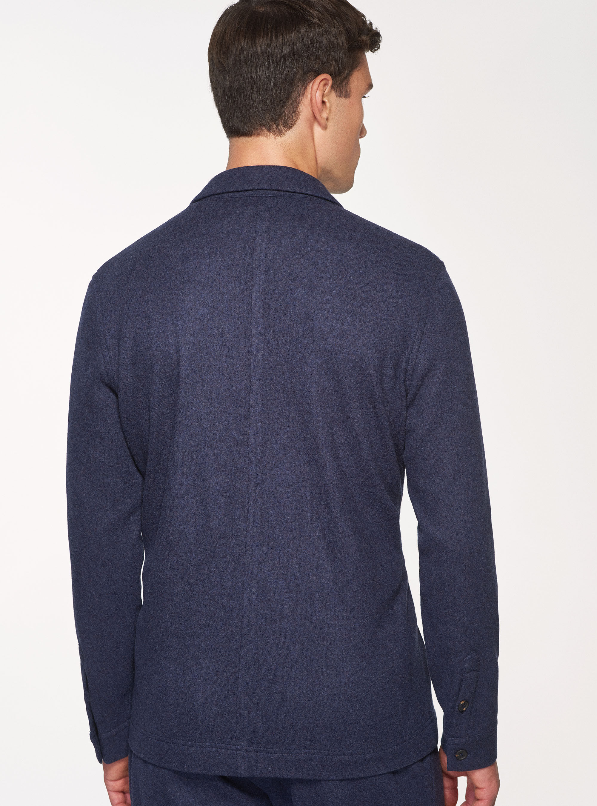 Shirt blazer in pure wool, NAVY BLUE