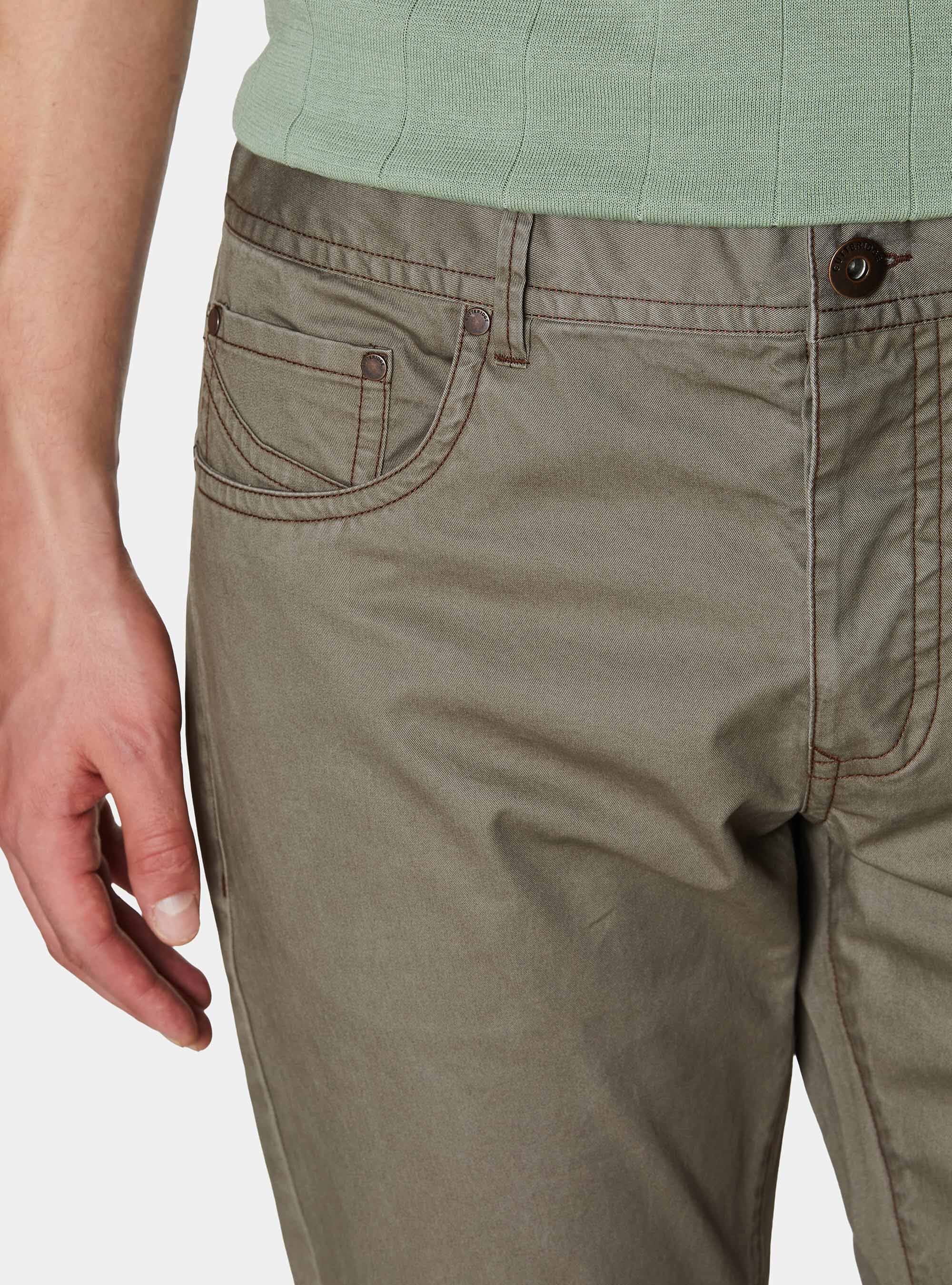 Pantaloni slim fit in cotone lavato, TORTORA 0542C