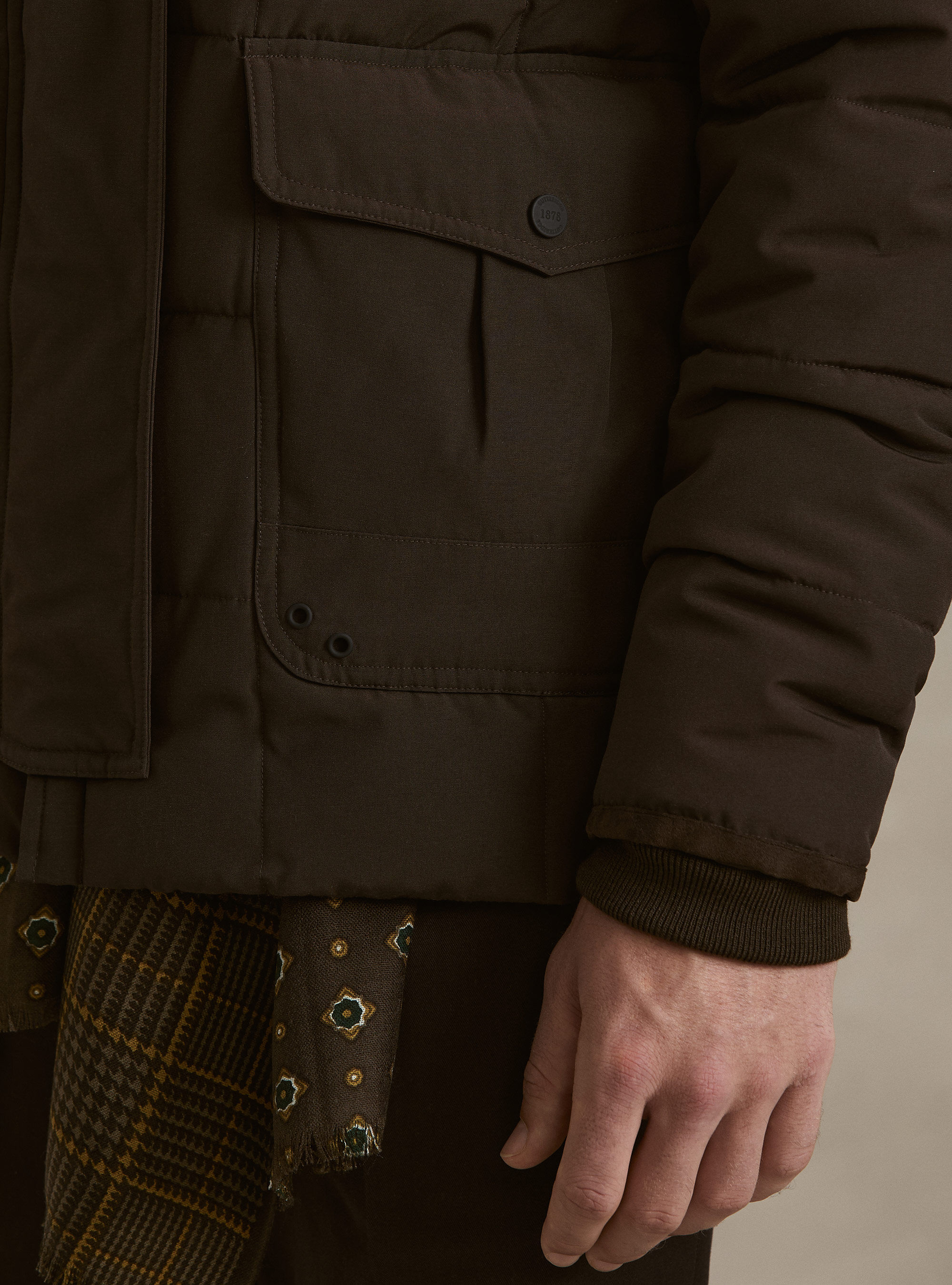 Classic quilted shirt-collar jacket, MARRONE 0508C