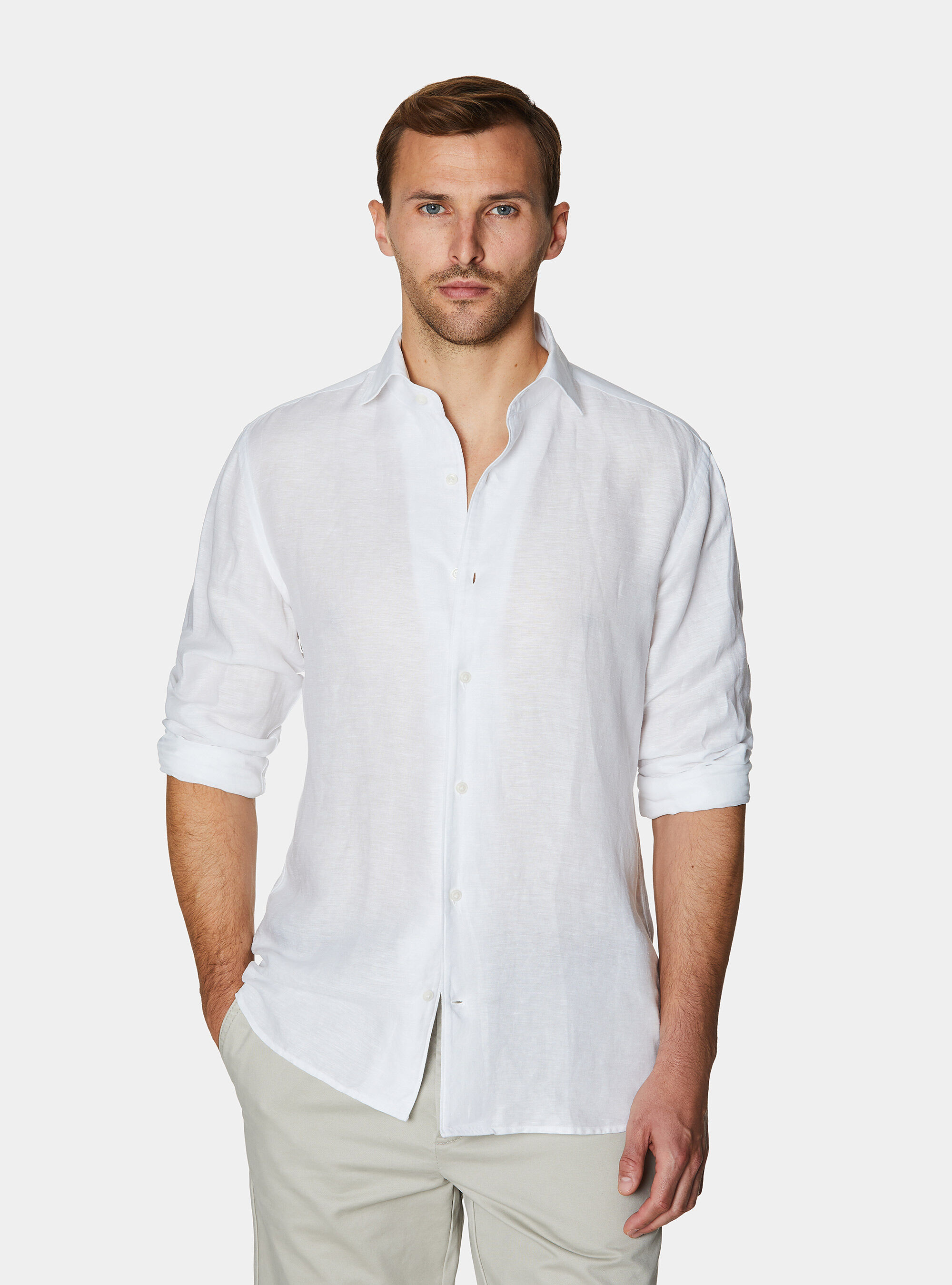 Lyocell linen shirt with placket