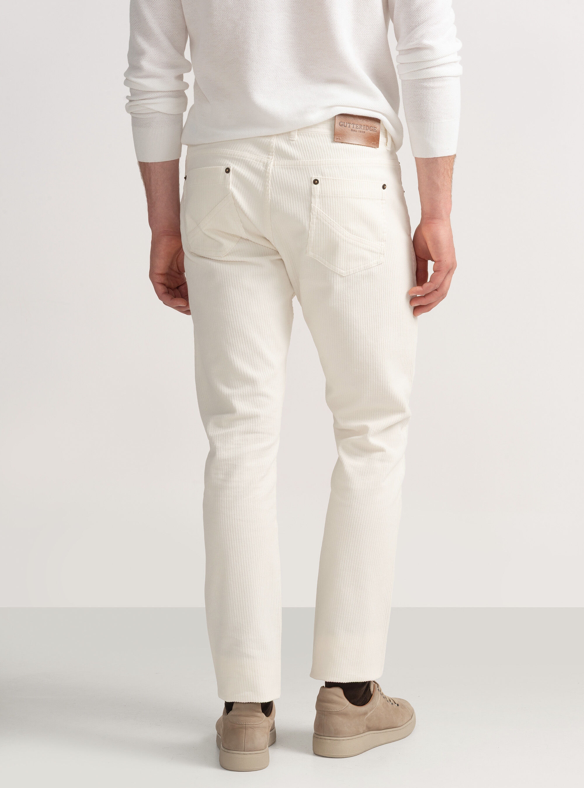 Pantal&oacute;n cinco bolsillos de terciopelo, BLANCO