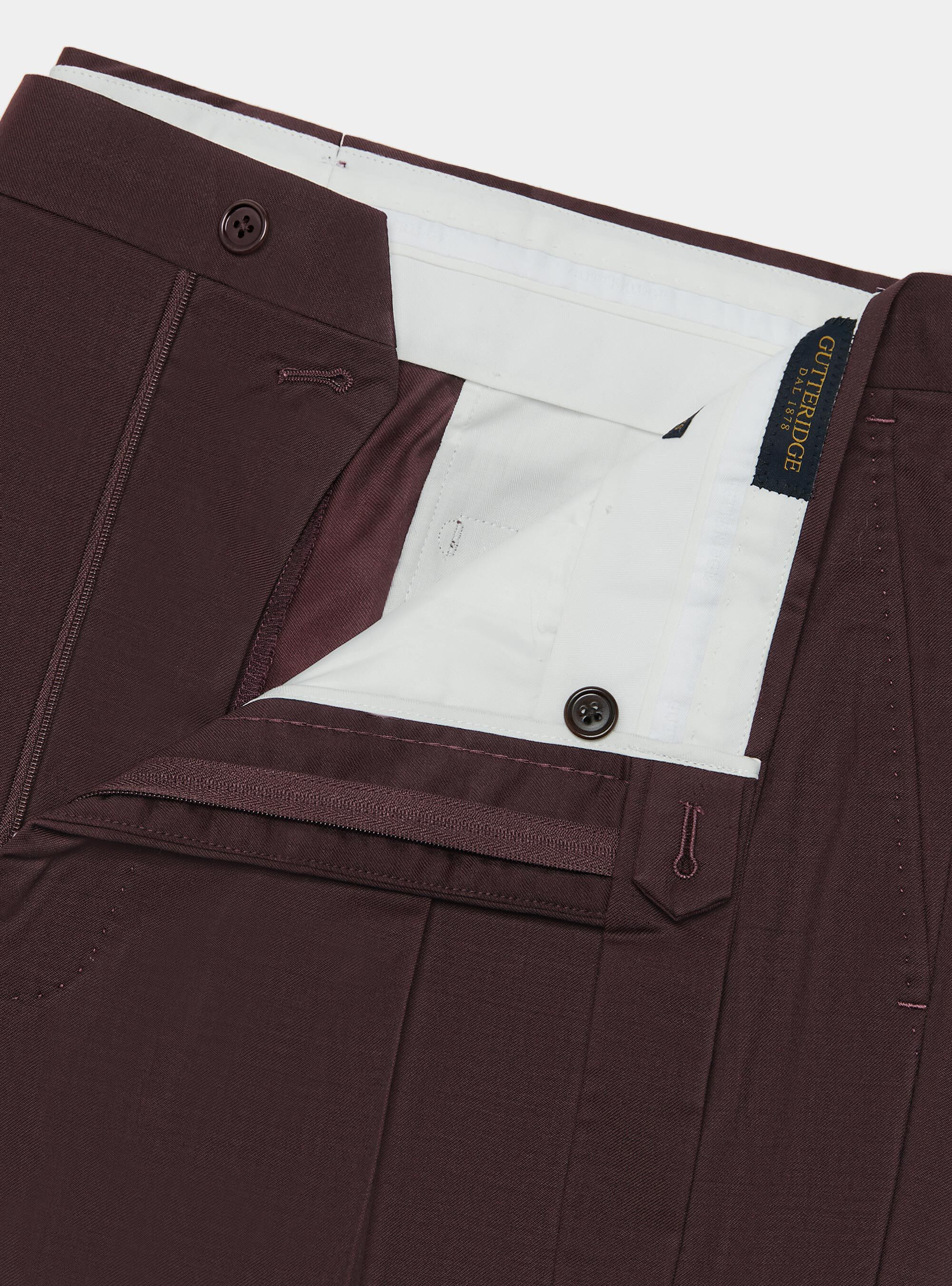 Reda pure wool double pleat trousers, BORDEAUX