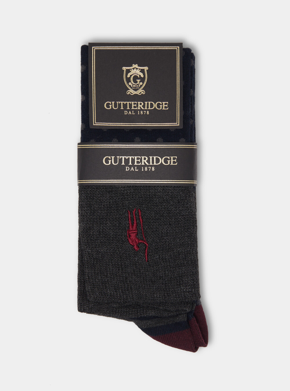 Calza lunga a pois e righe con ricamo, BLU NAVY Calza lunga a pois e righe con ricamo