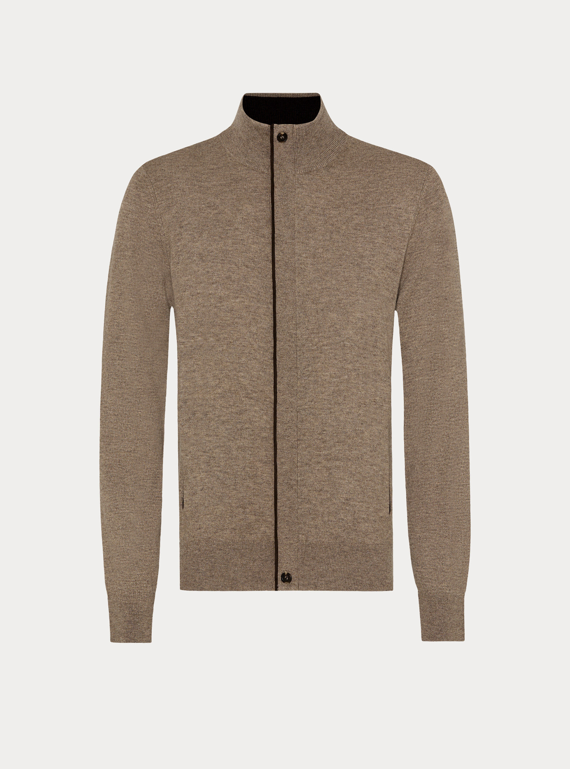 Gilet zipp&eacute; in laine d'agneau et cachemire, BOUE