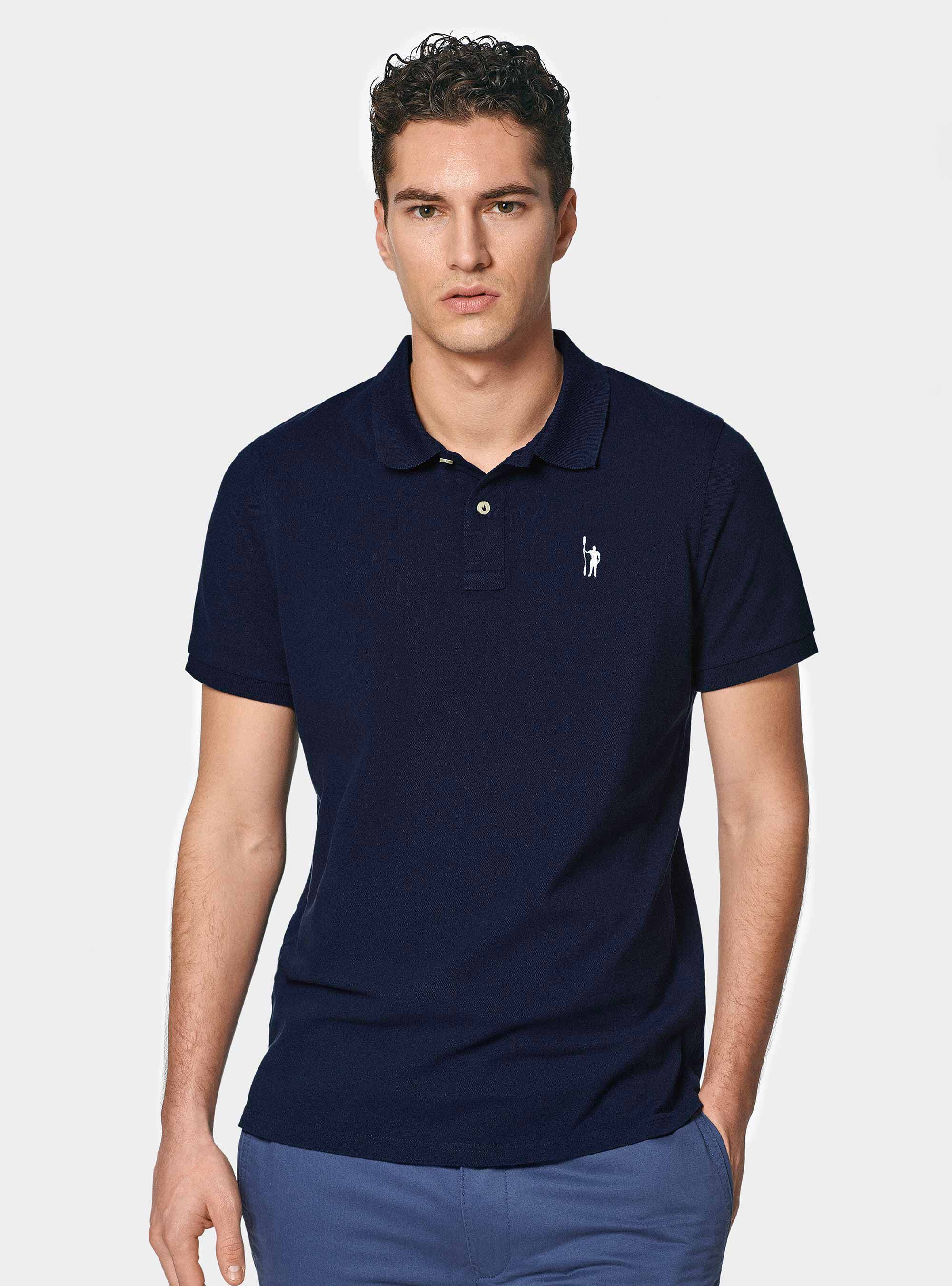 Polo classique en piqu&eacute;, BLEU