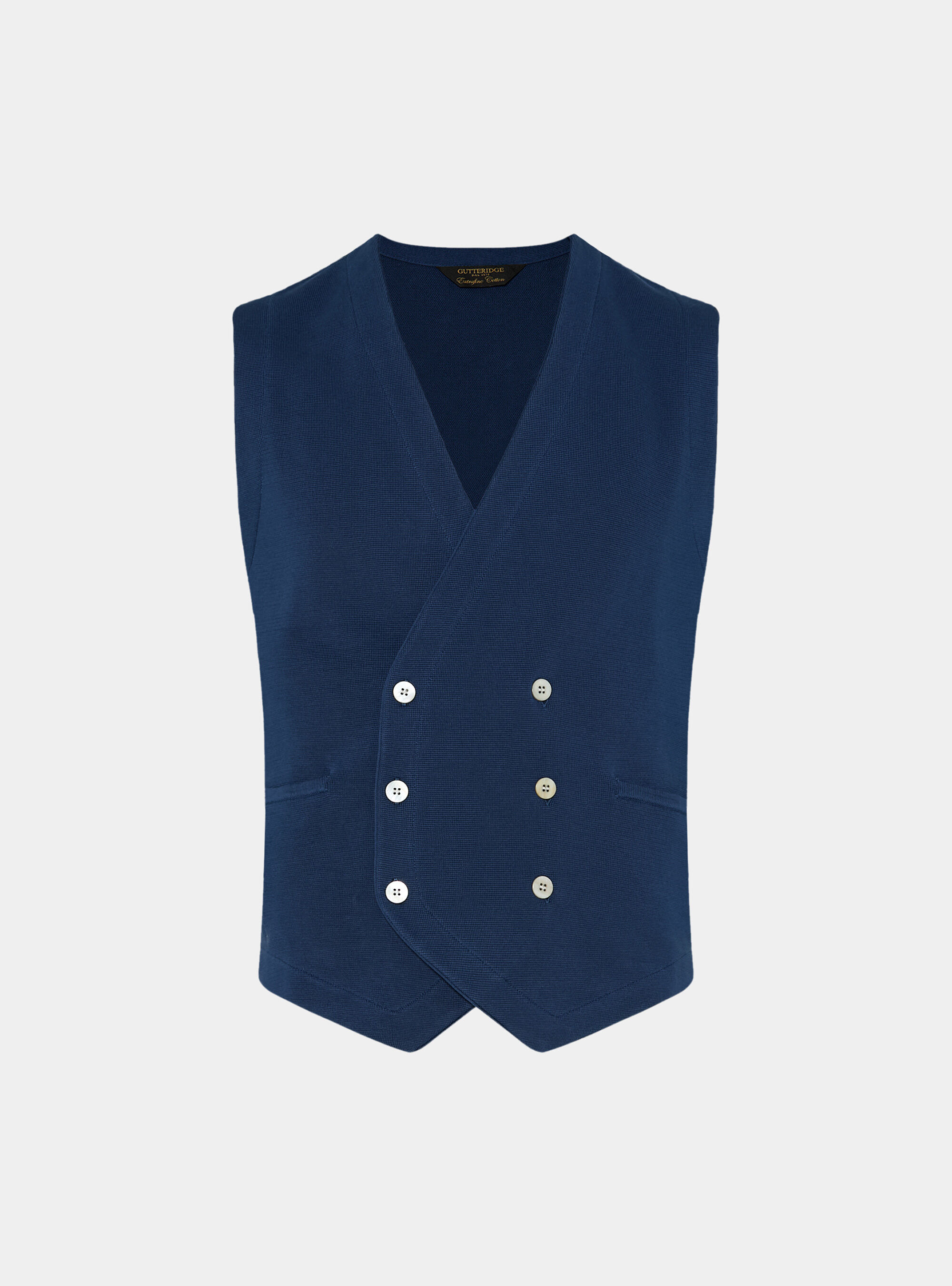 Gilet doppiopetto in maglia di cotone, INCHIOSTRO