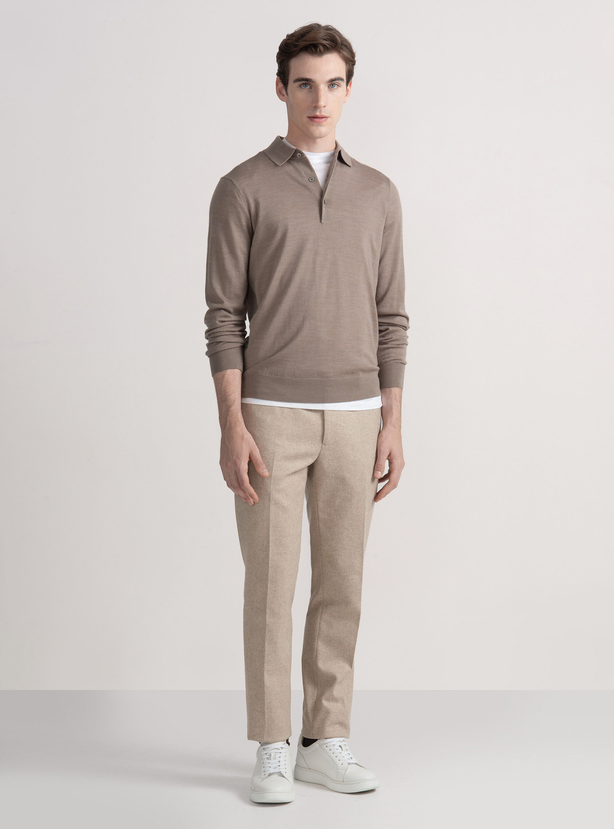 Maglia a polo in lana merino extrafine