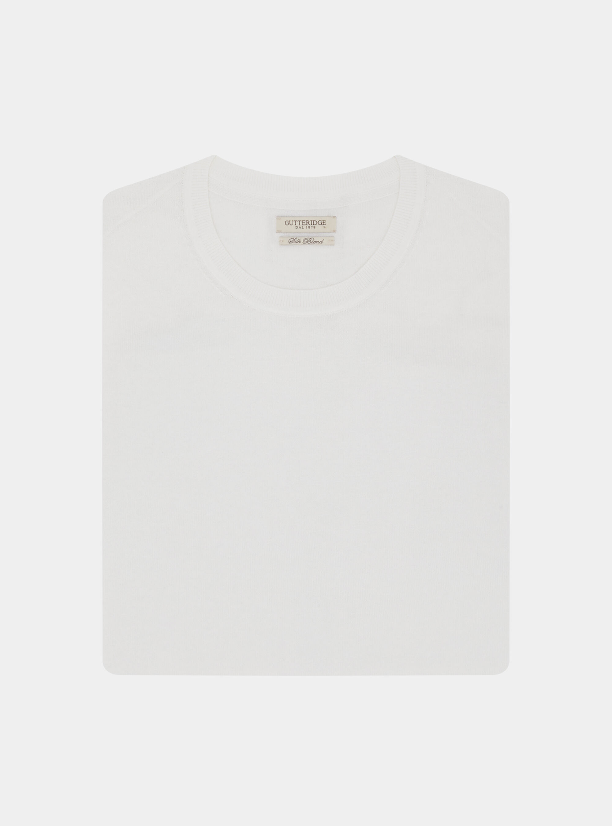 Maglia girocollo in seta e cotone, BIANCO