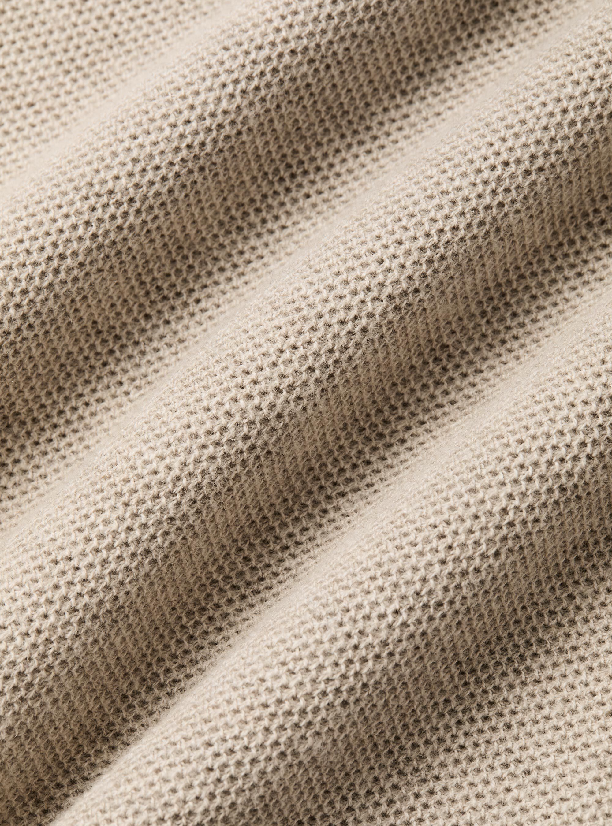 Cotton cashmere honeycomb crew-neck sweater, ECRU