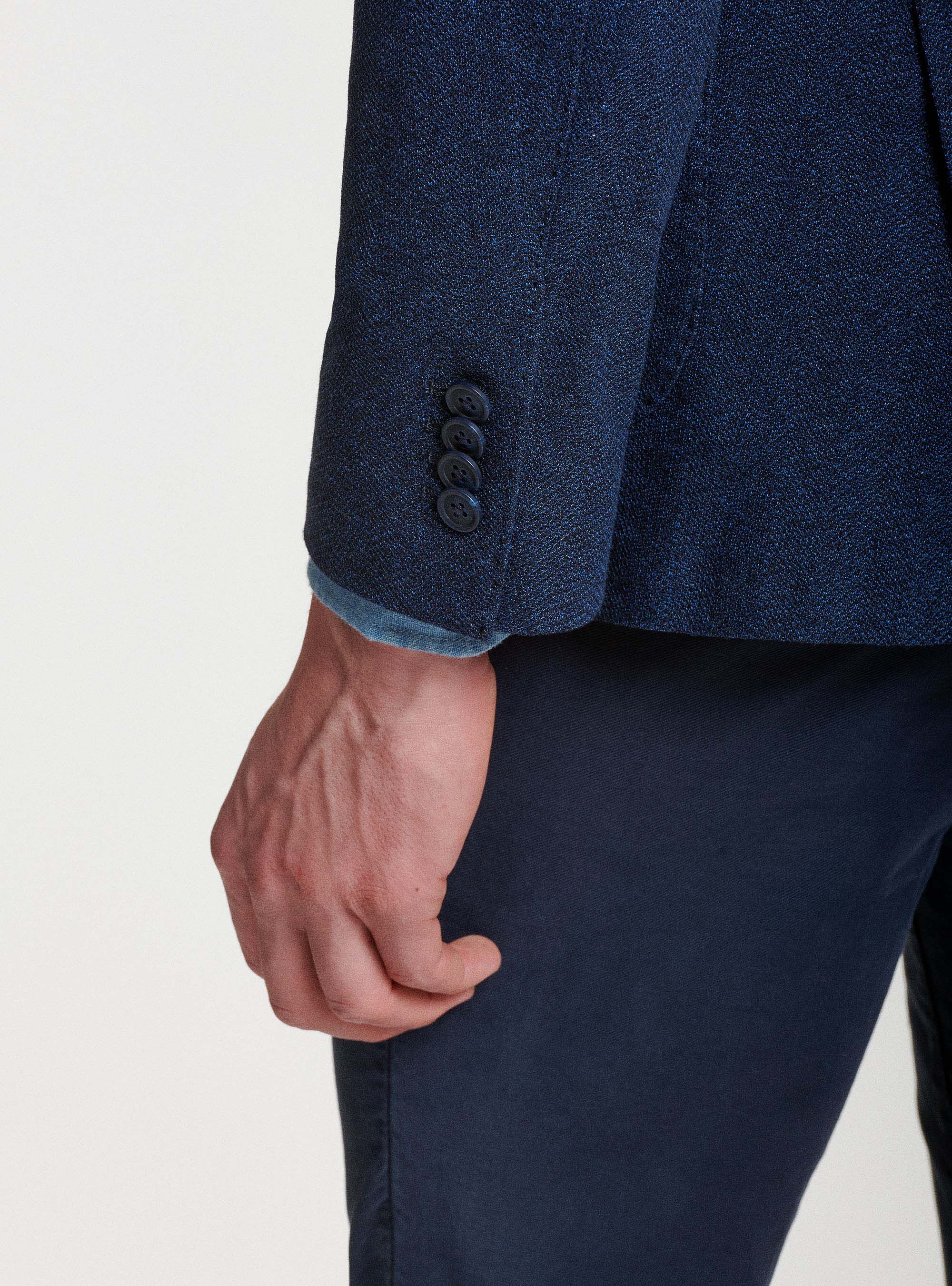 Giacca spigata in jersey di cotone, BLU NAVY