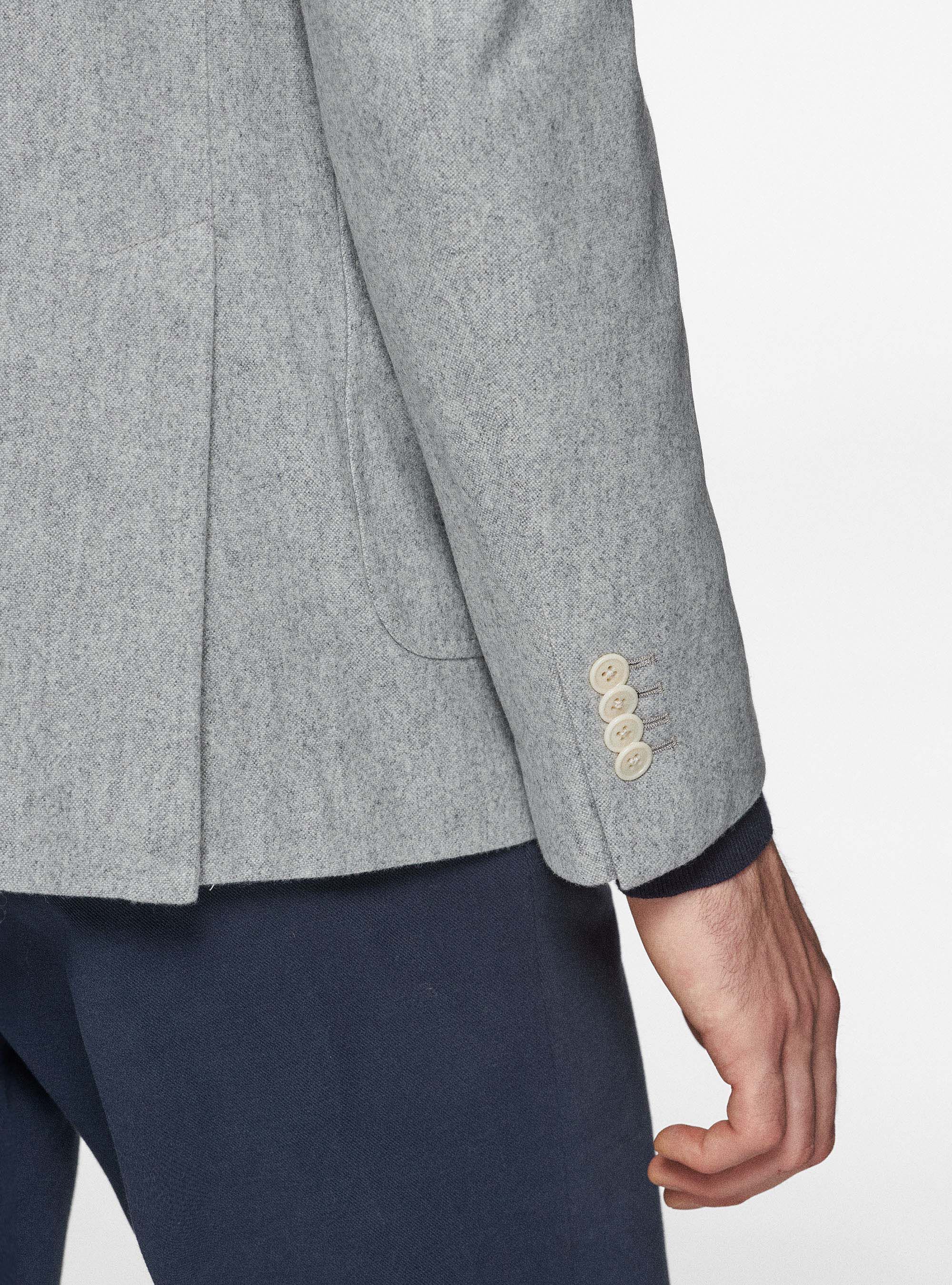 Flannel blazer Duemilagori, LIGHT GREY MELANGE