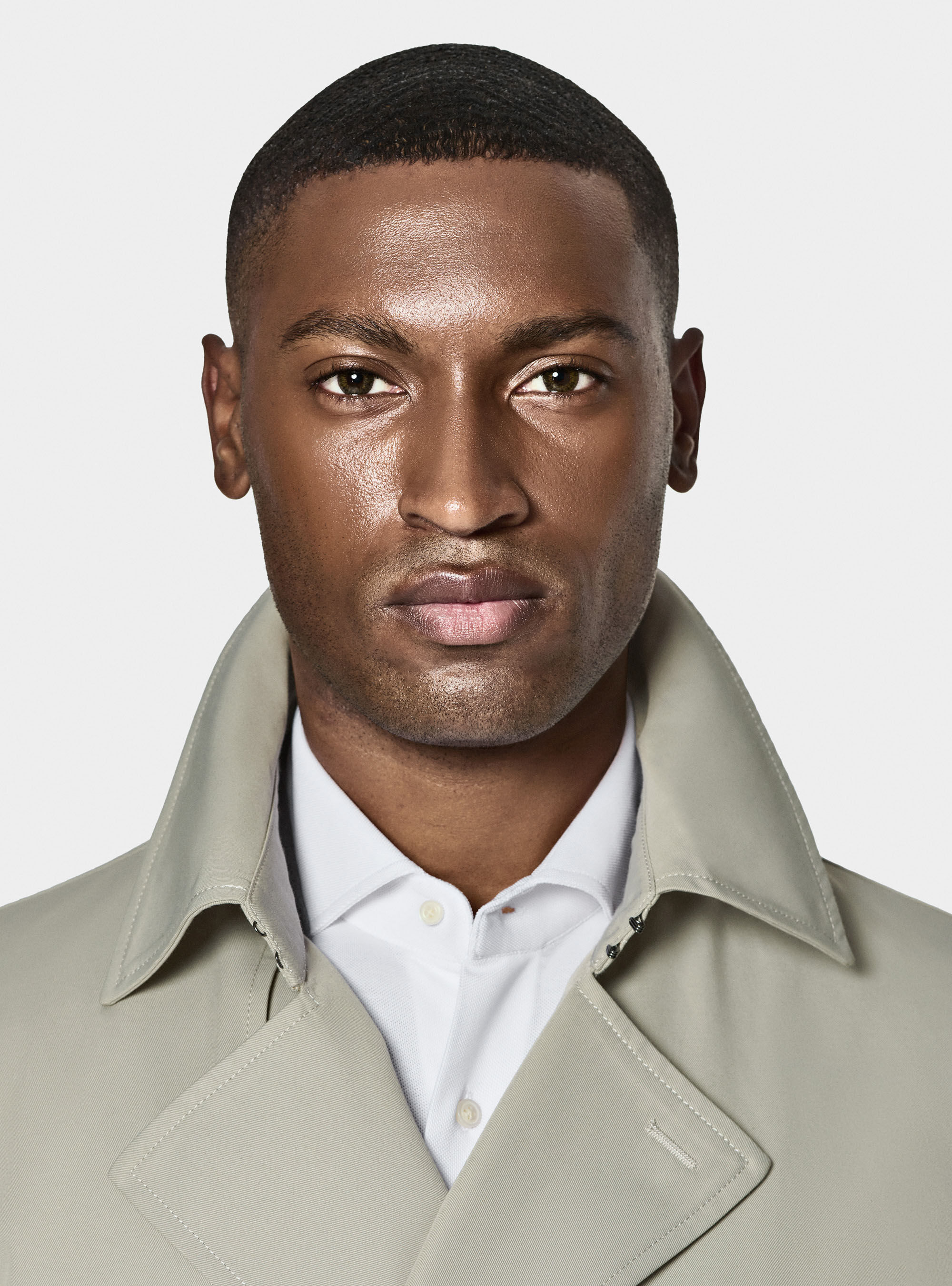 Trench in twill di cotone, ECRU