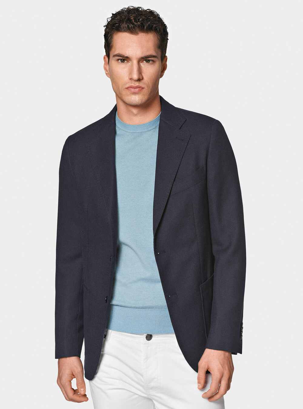 Giacca in pura lana micro texture, BLU NAVY Giacca in pura lana micro texture