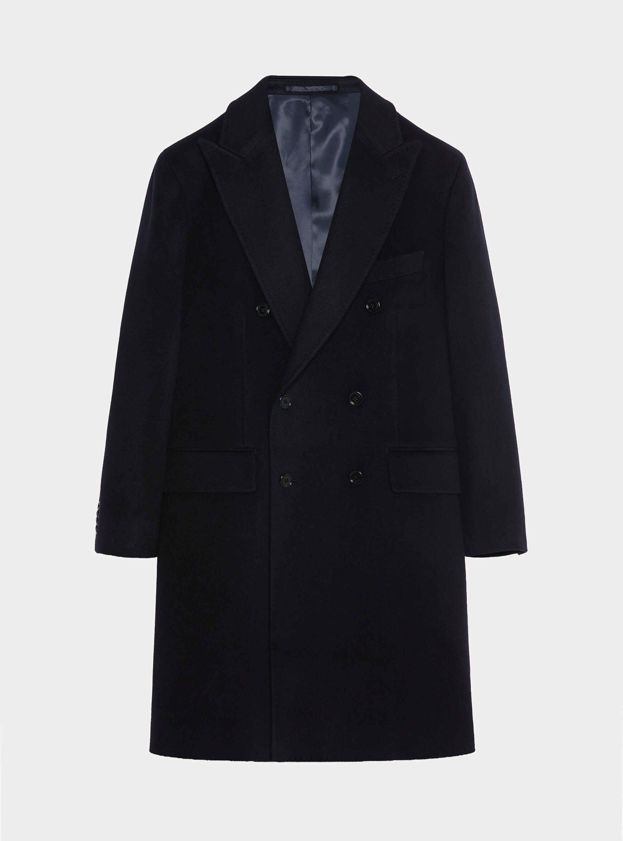 Double-breasted cashmere coat, NAVY BLUE