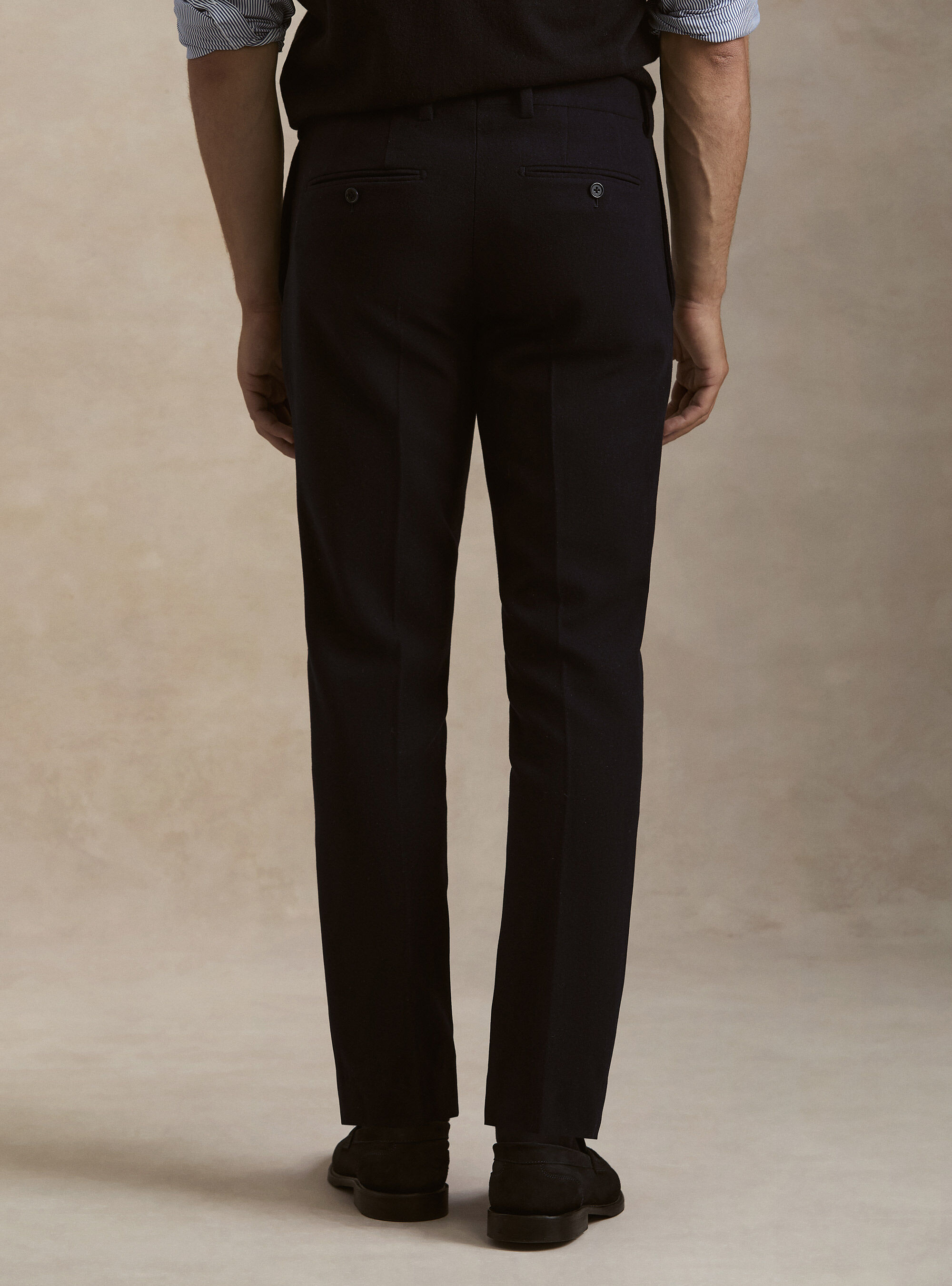 Wool blend flannel trousers, NAVY BLUE