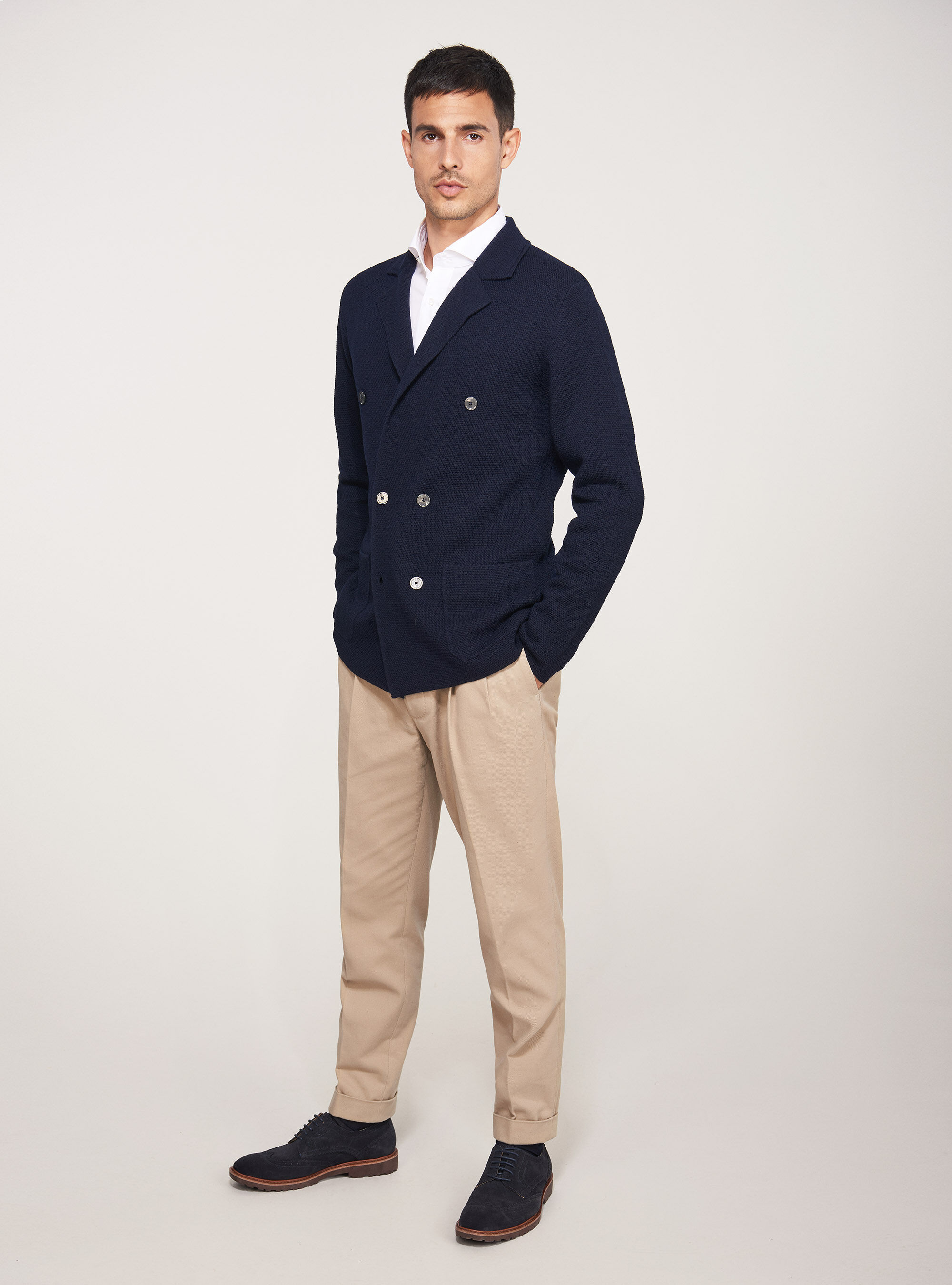 double breasted knit cardigan