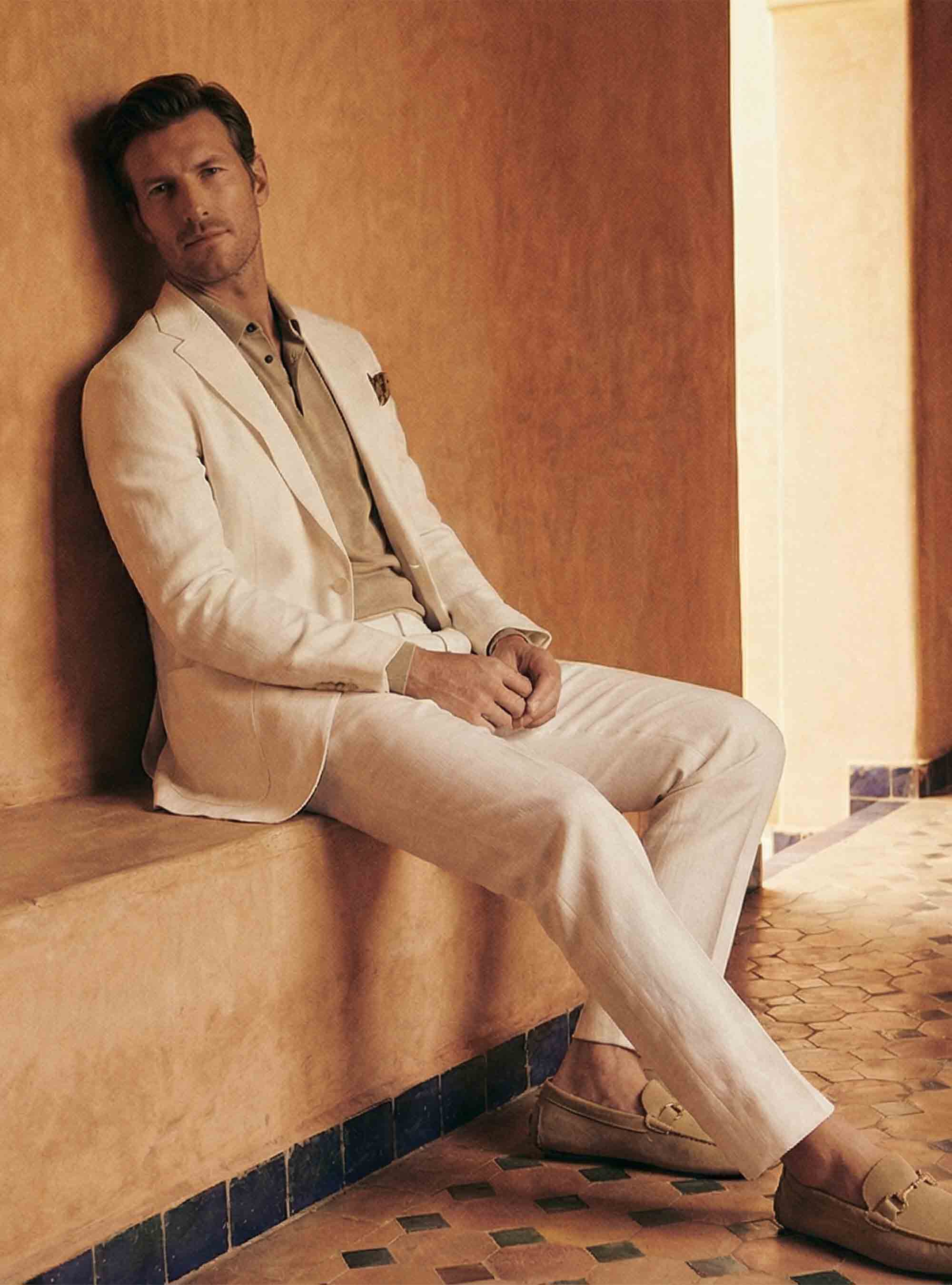 Extra-fine cotton knit polo shirt, SAND