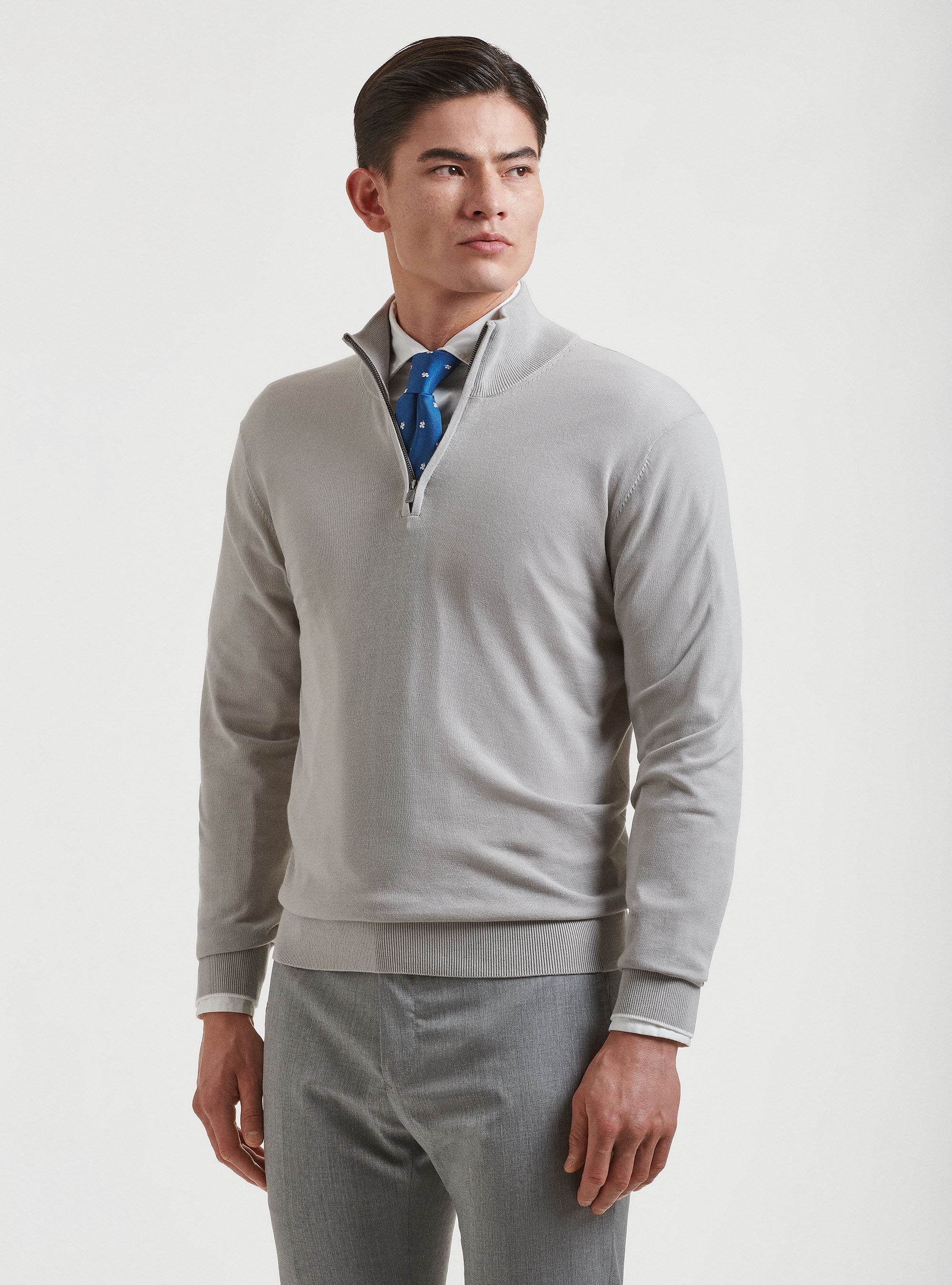 Jersey de algod&oacute;n extrafino con media cremallera