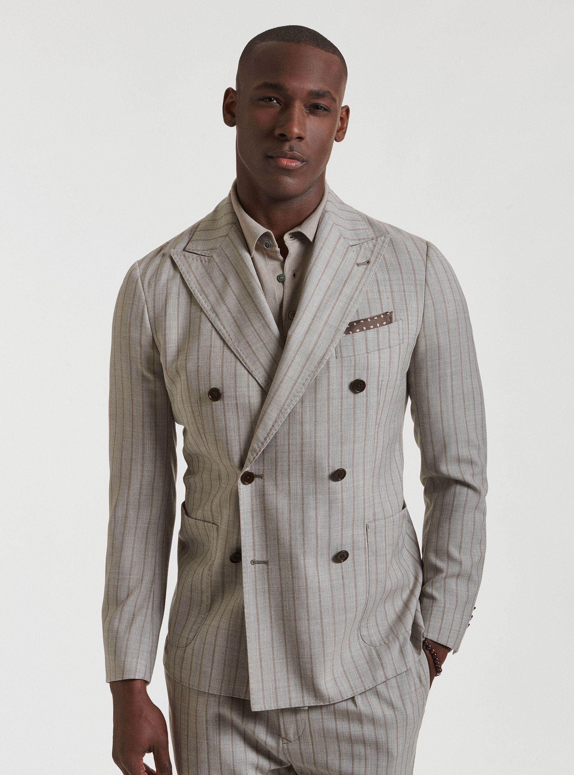 Veste croisee en pure laine rayee Gutteridge Homme