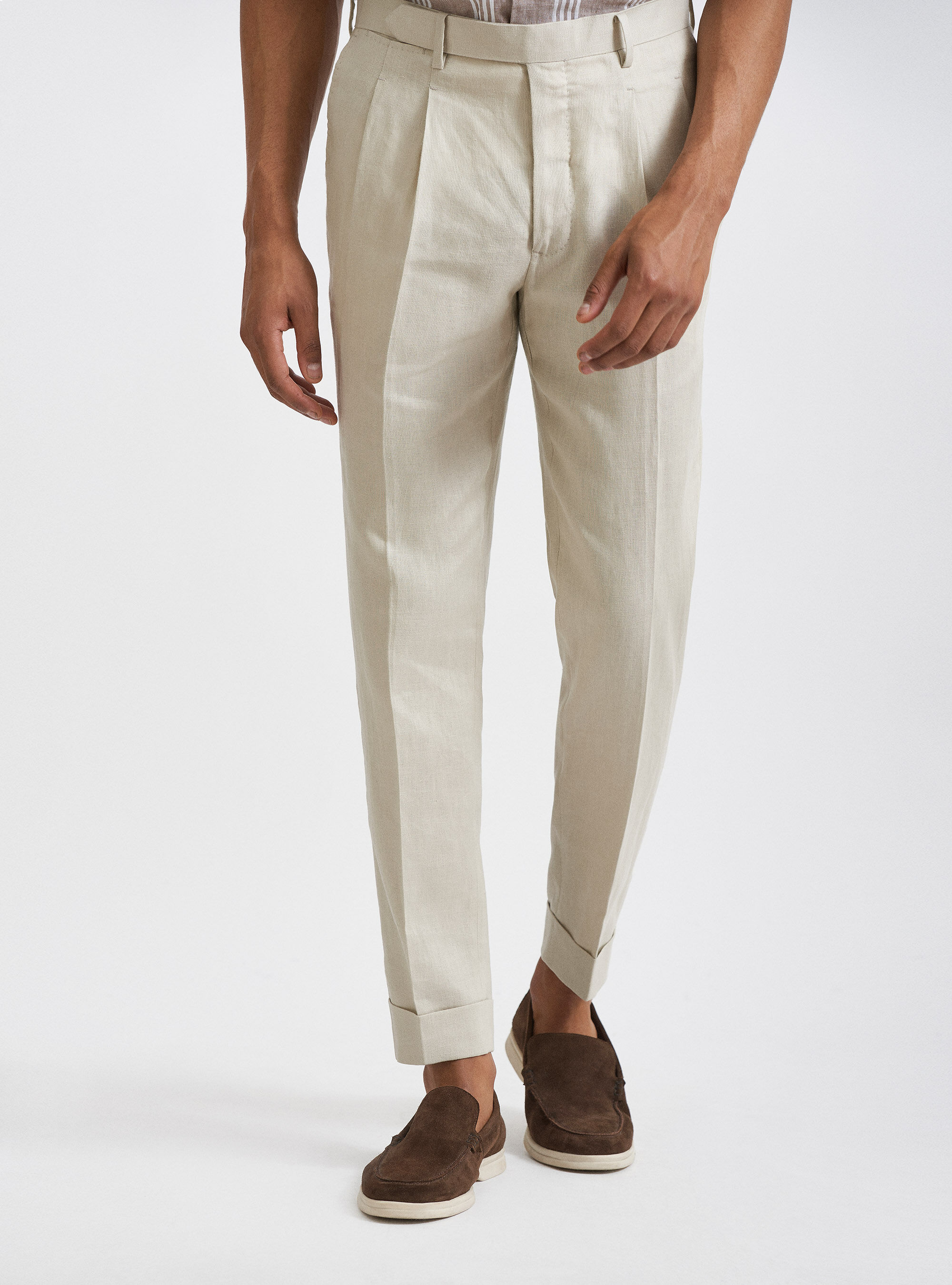 Pantaloni doppia pinces in puro lino | Gutteridge | Pantaloni Uomo