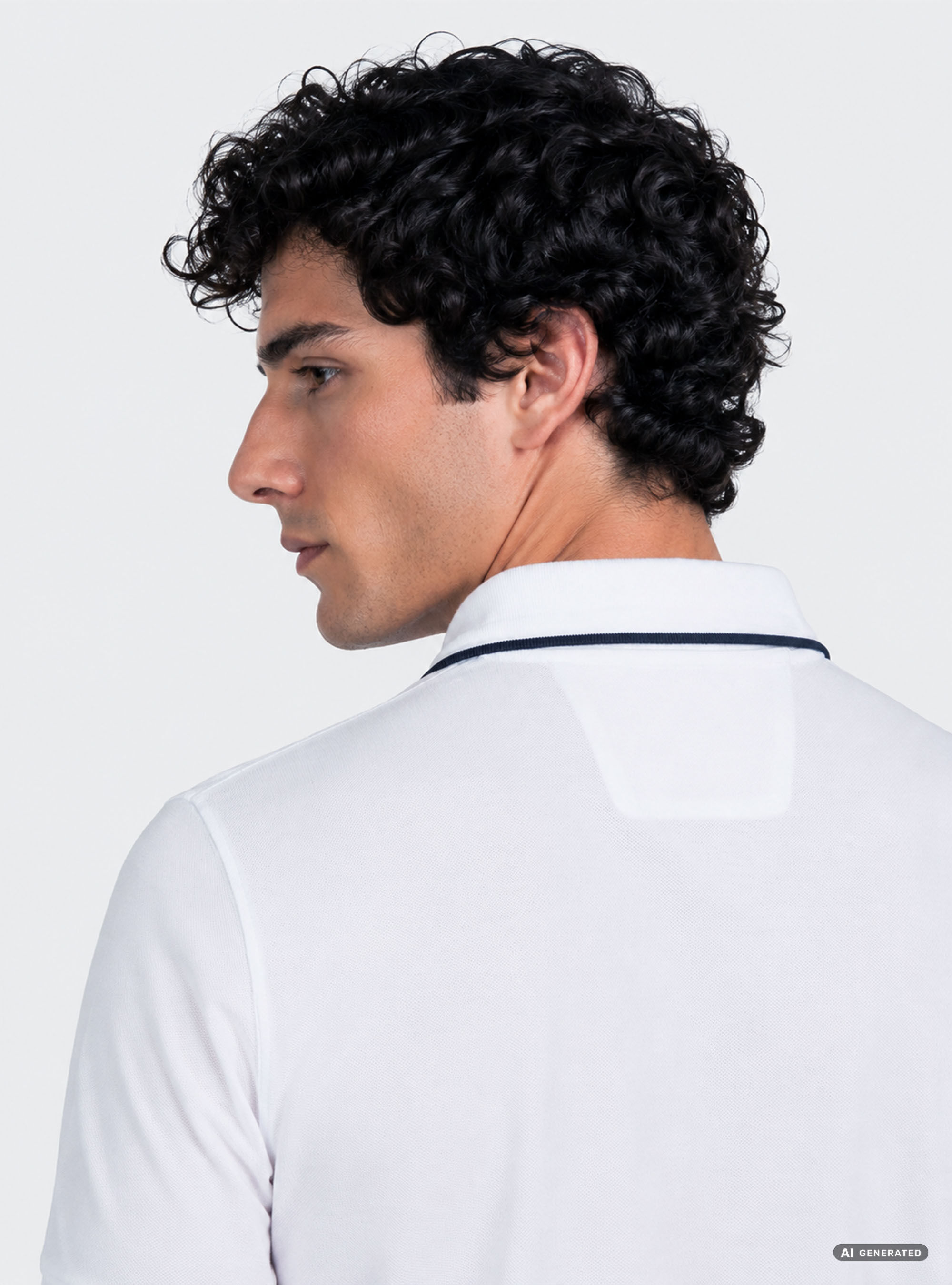 GT01 buttonless stretch pique polo shirt, WHITE