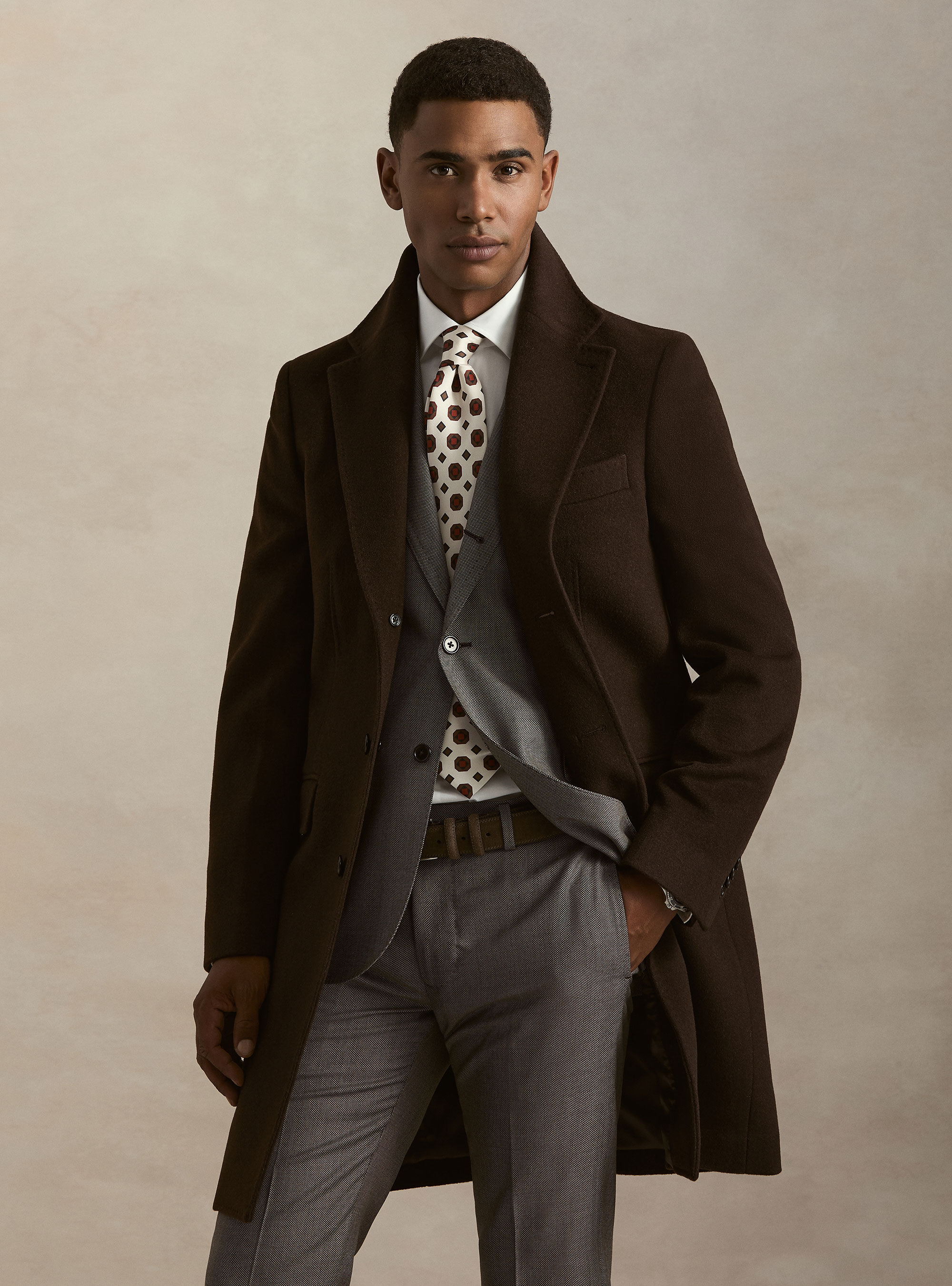 Single-breasted wool and cashmere coat