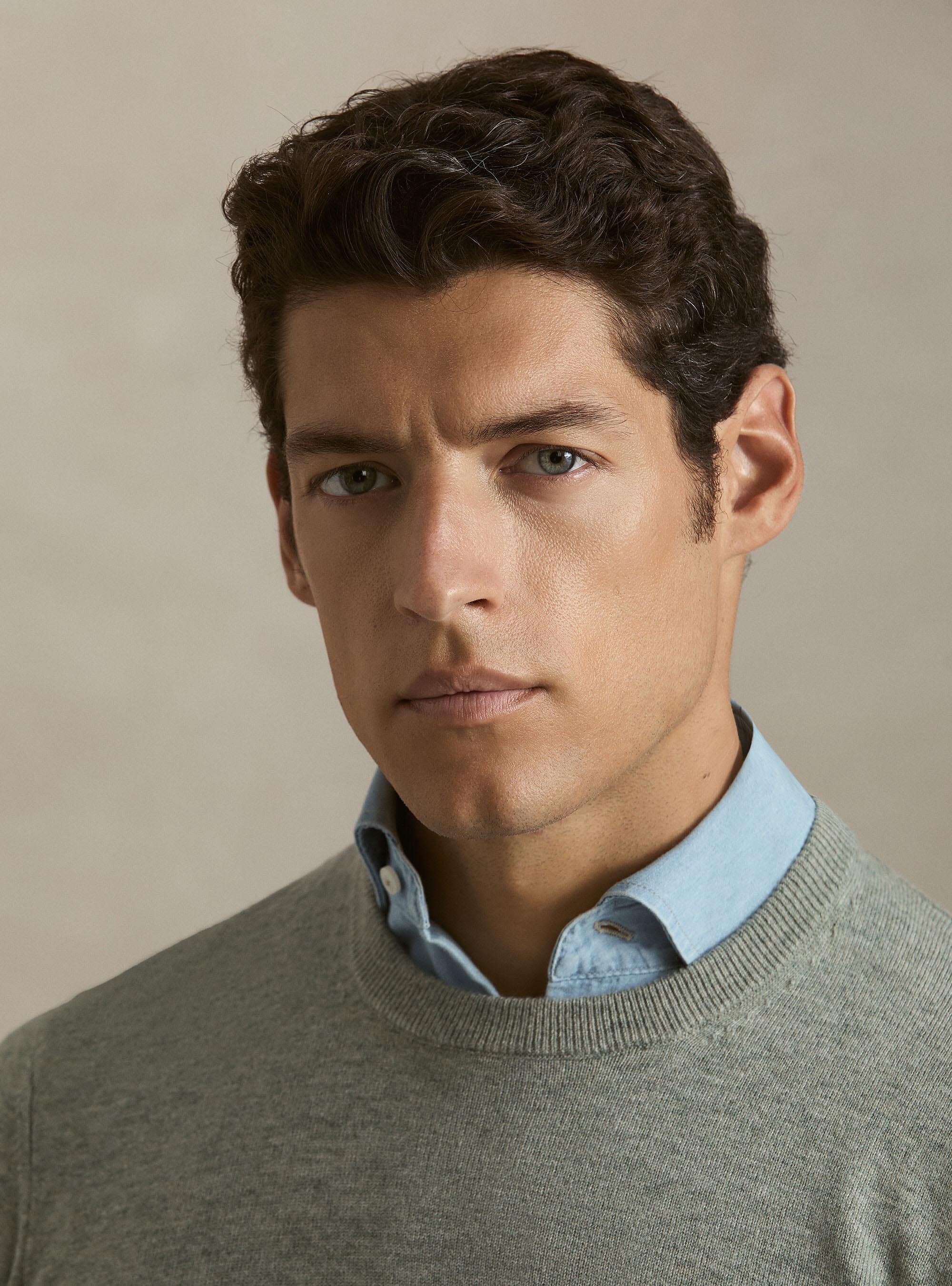 Girocollo in maglia in lana poliammide cashmere, VERDE GIADA 0655C