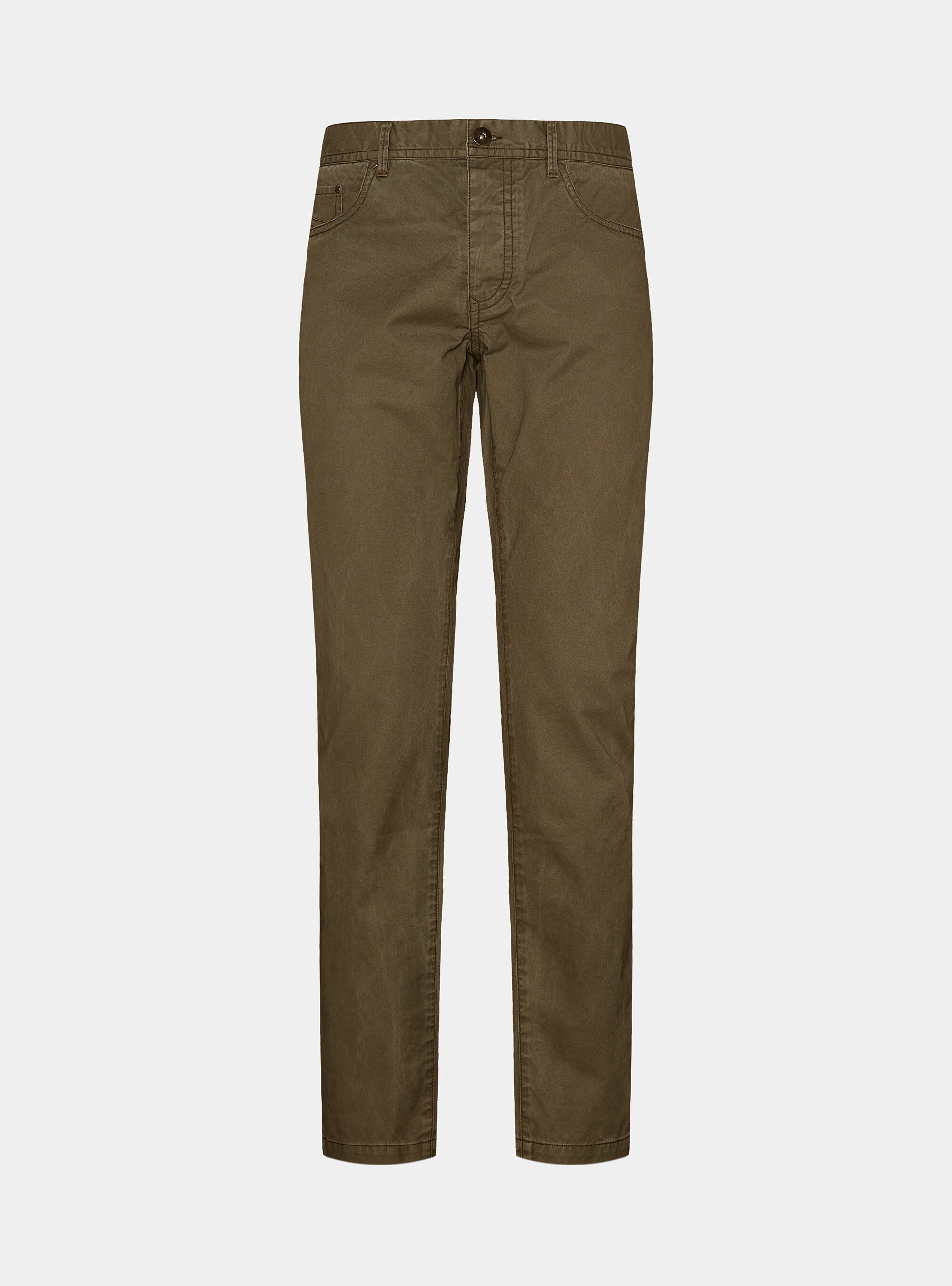 Pantaloni slim fit in cotone lavato, OLIVA