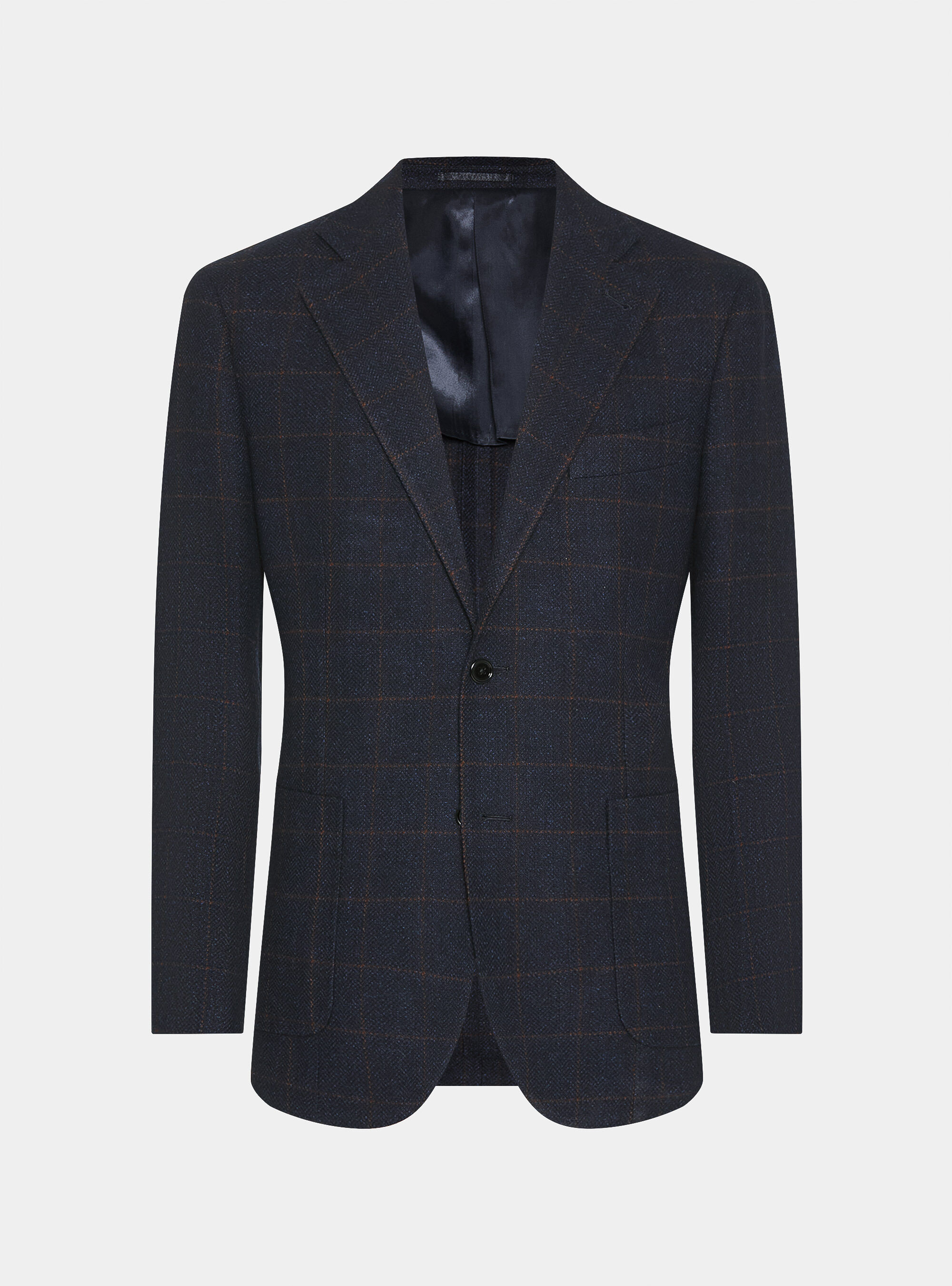Cashmere wool checked blazer, NAVY BLUE
