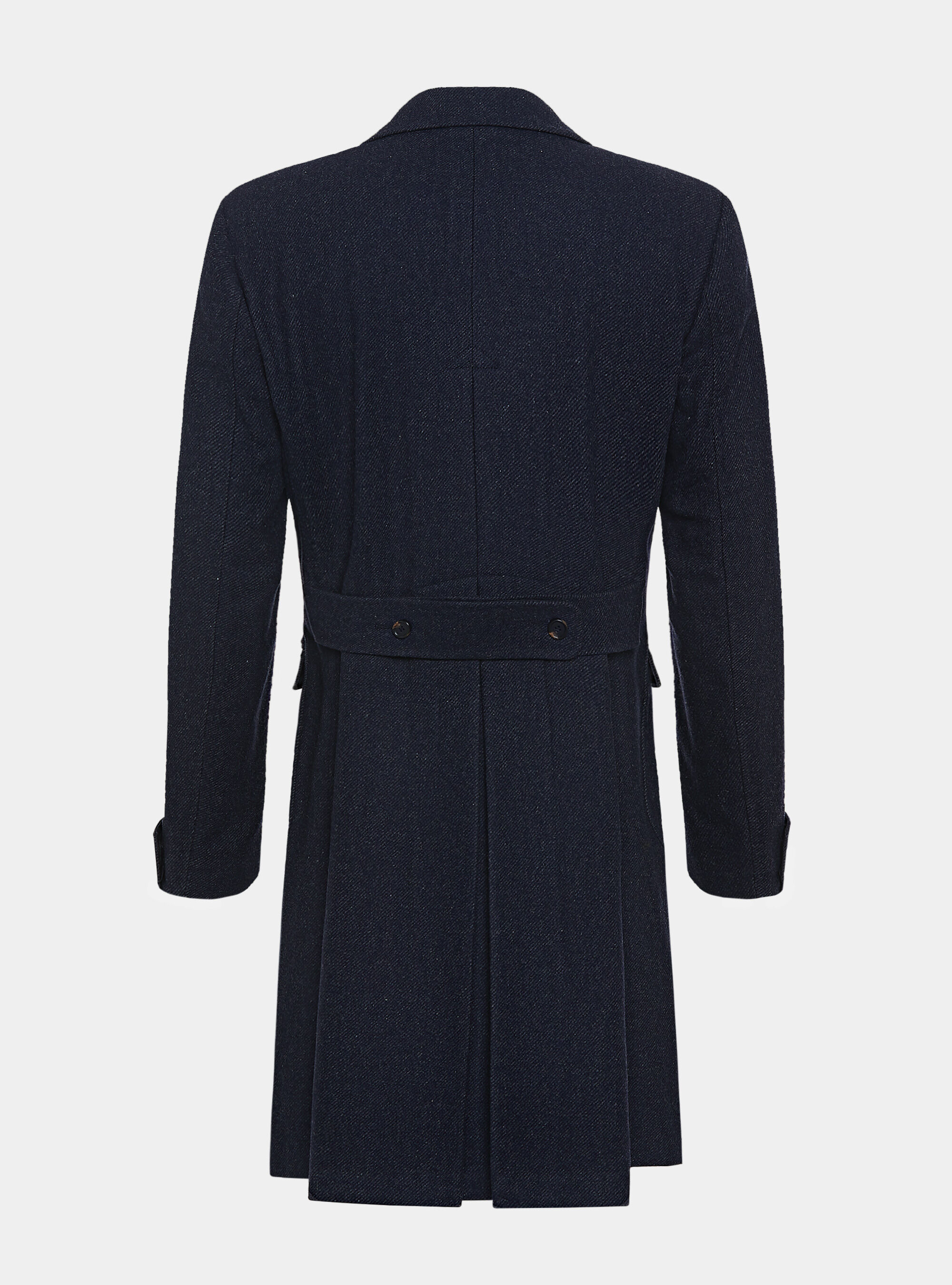 Double breasted navy wool coat top