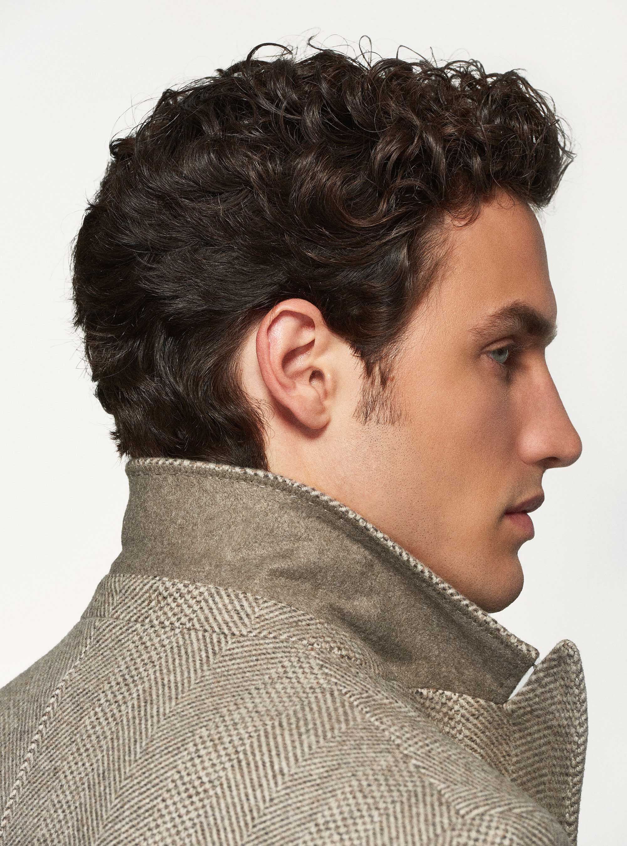 Herringbone wool blend coat