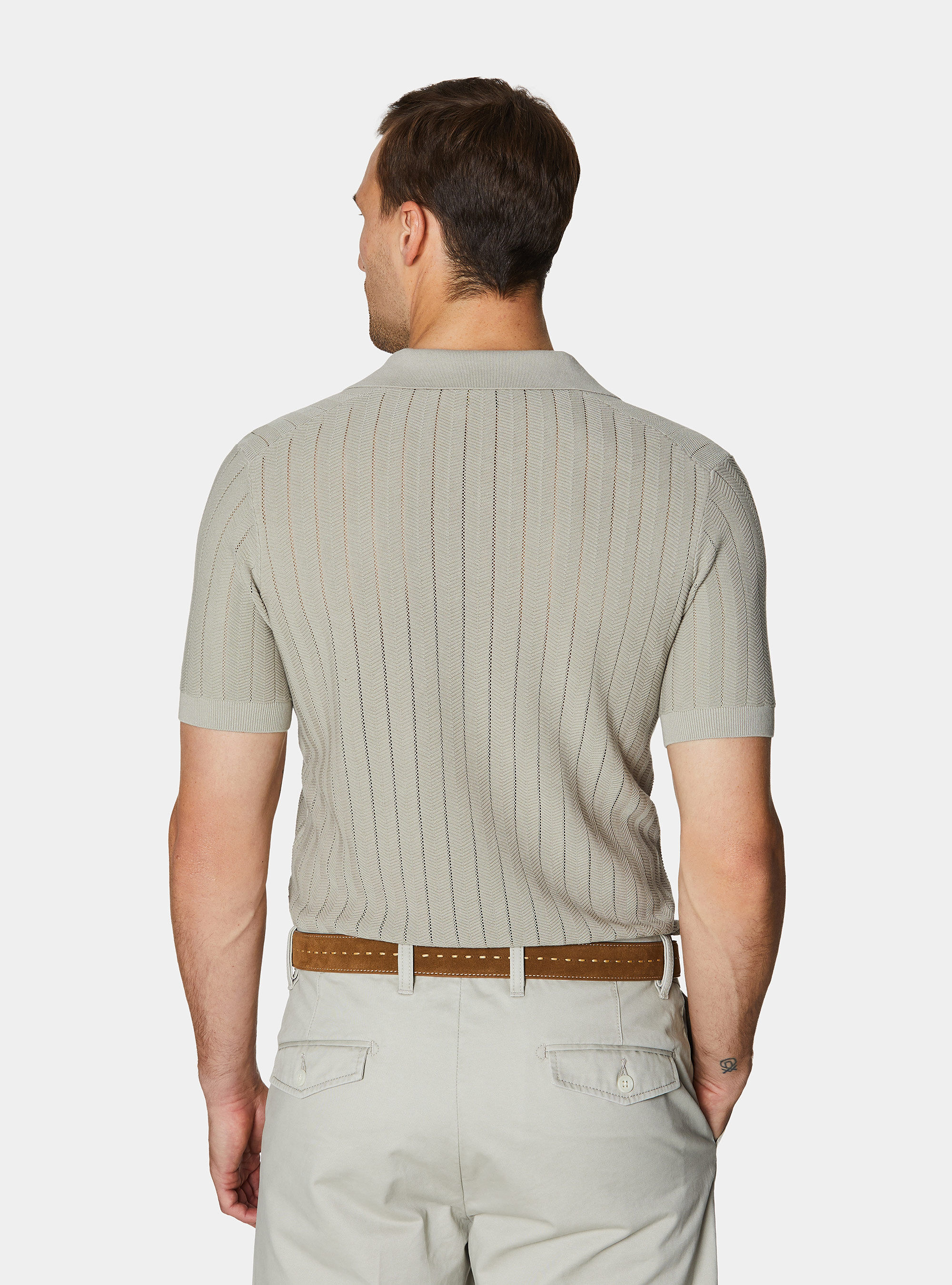 Polo traforata in cotone spigato, SABBIA