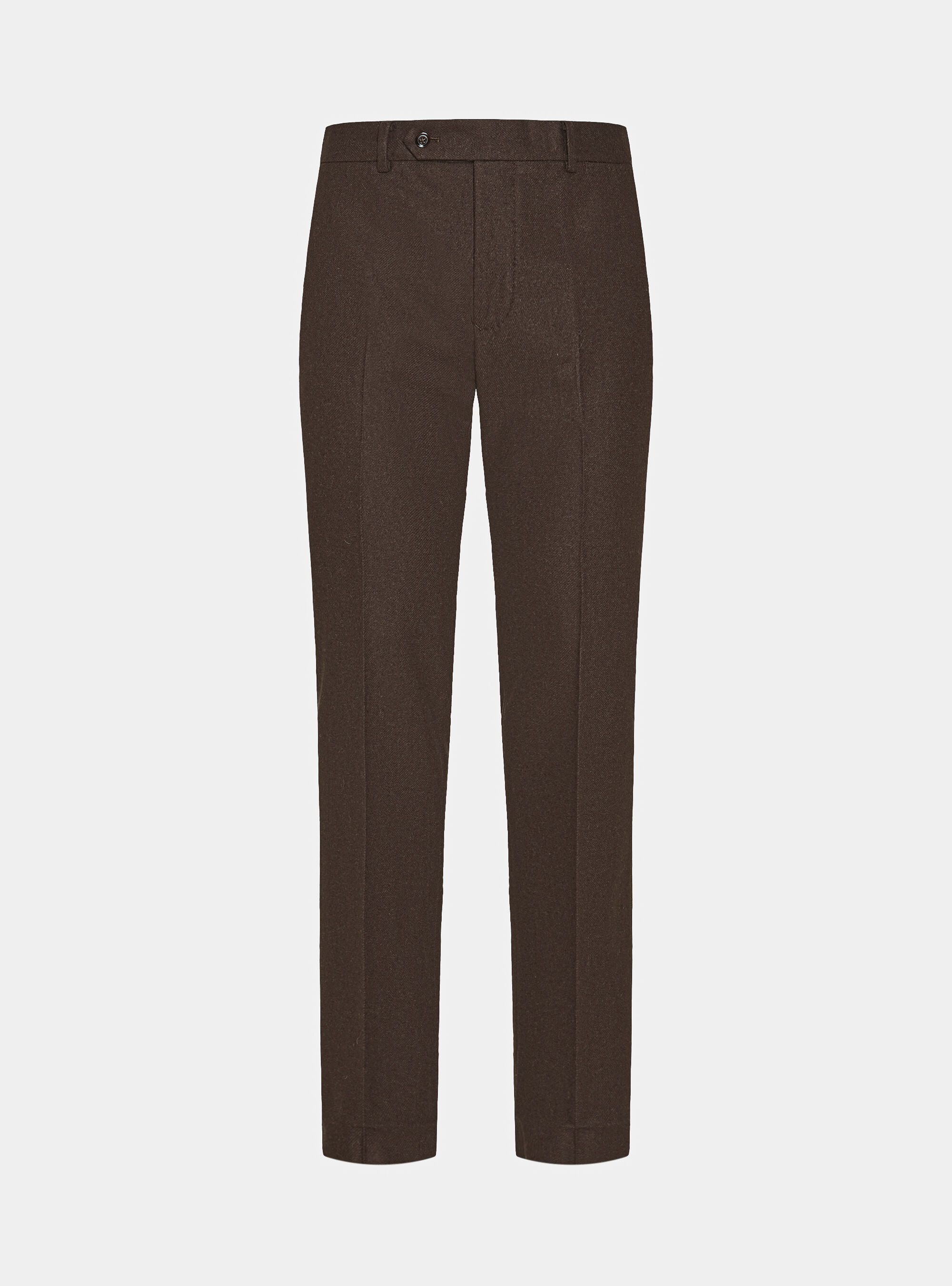Wool blend flannel trousers, BROWN