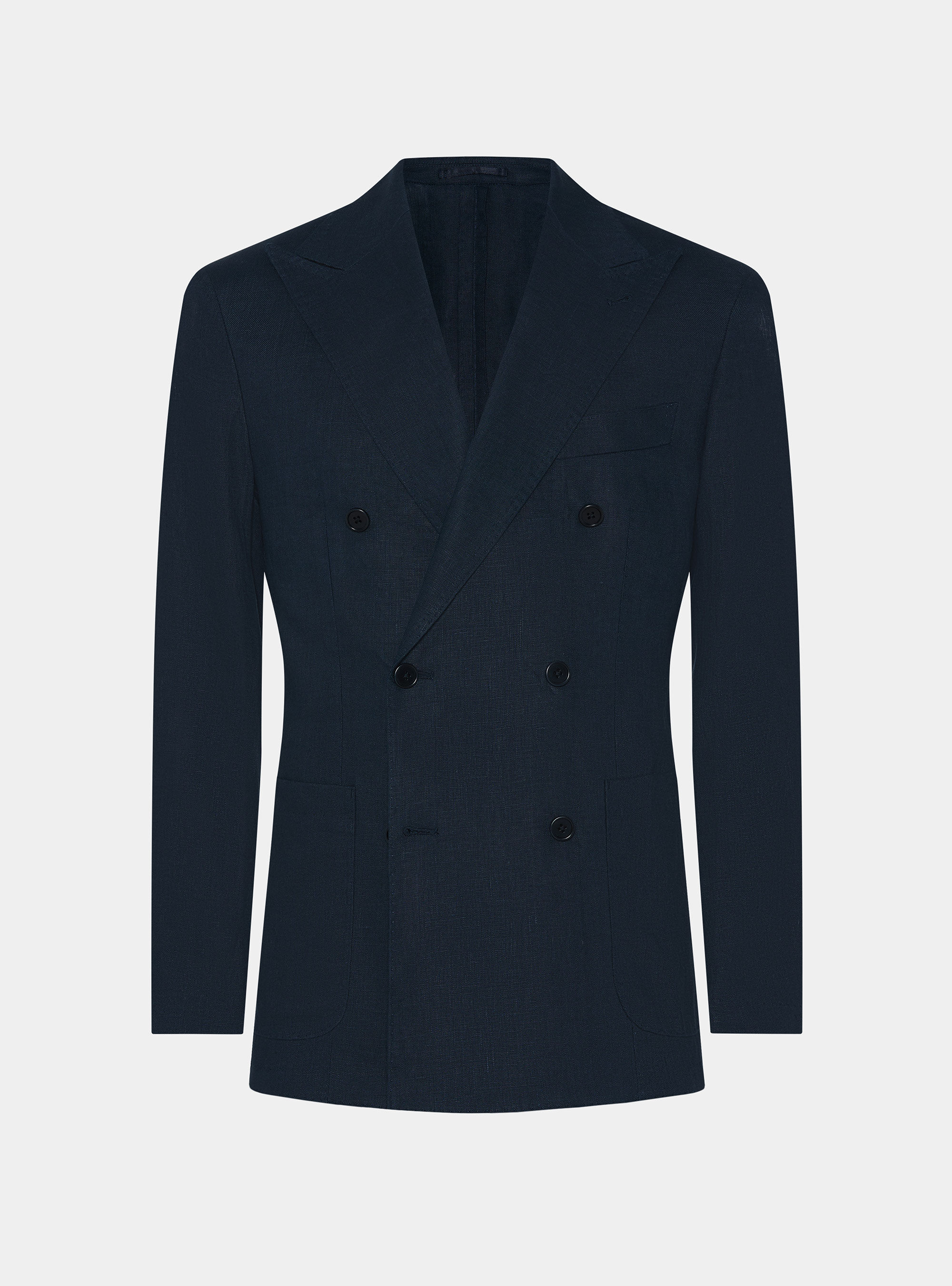 Americana cruzada de lino puro, AZUL MARINO