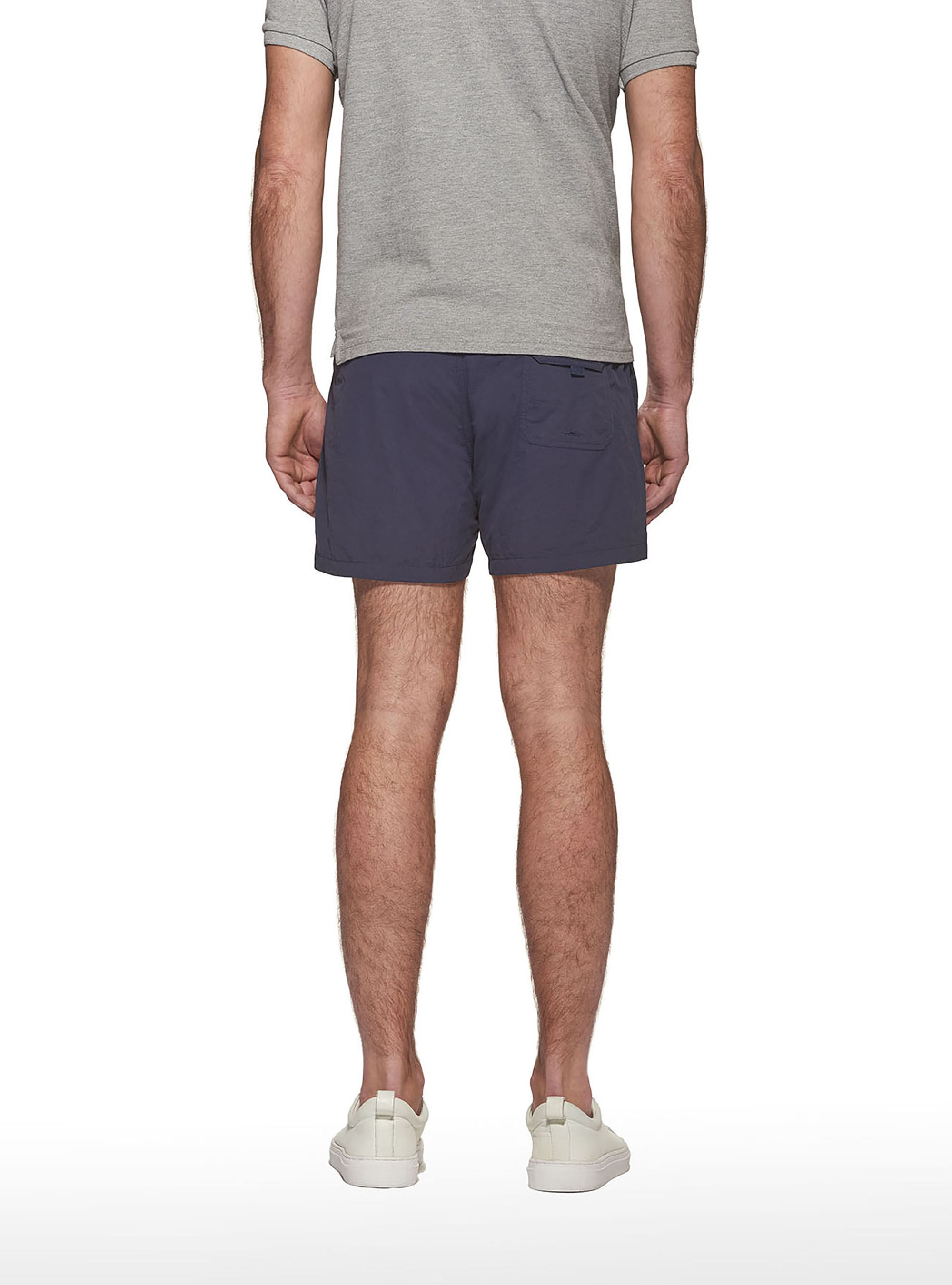 Basic plain colour swimsuit with embroidery, NAVY BLUE