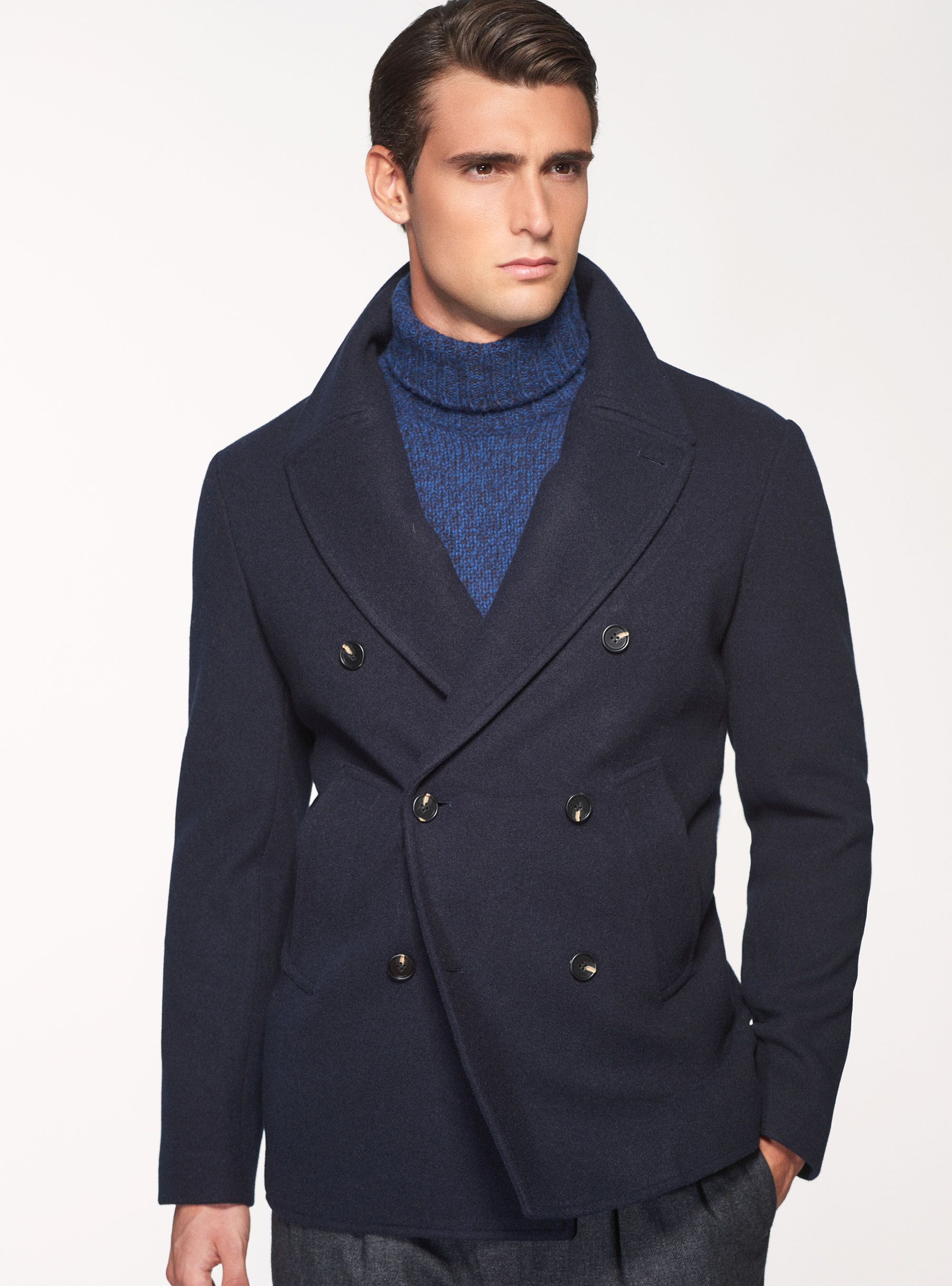 Long sleeve sales lapel buttons peacoats