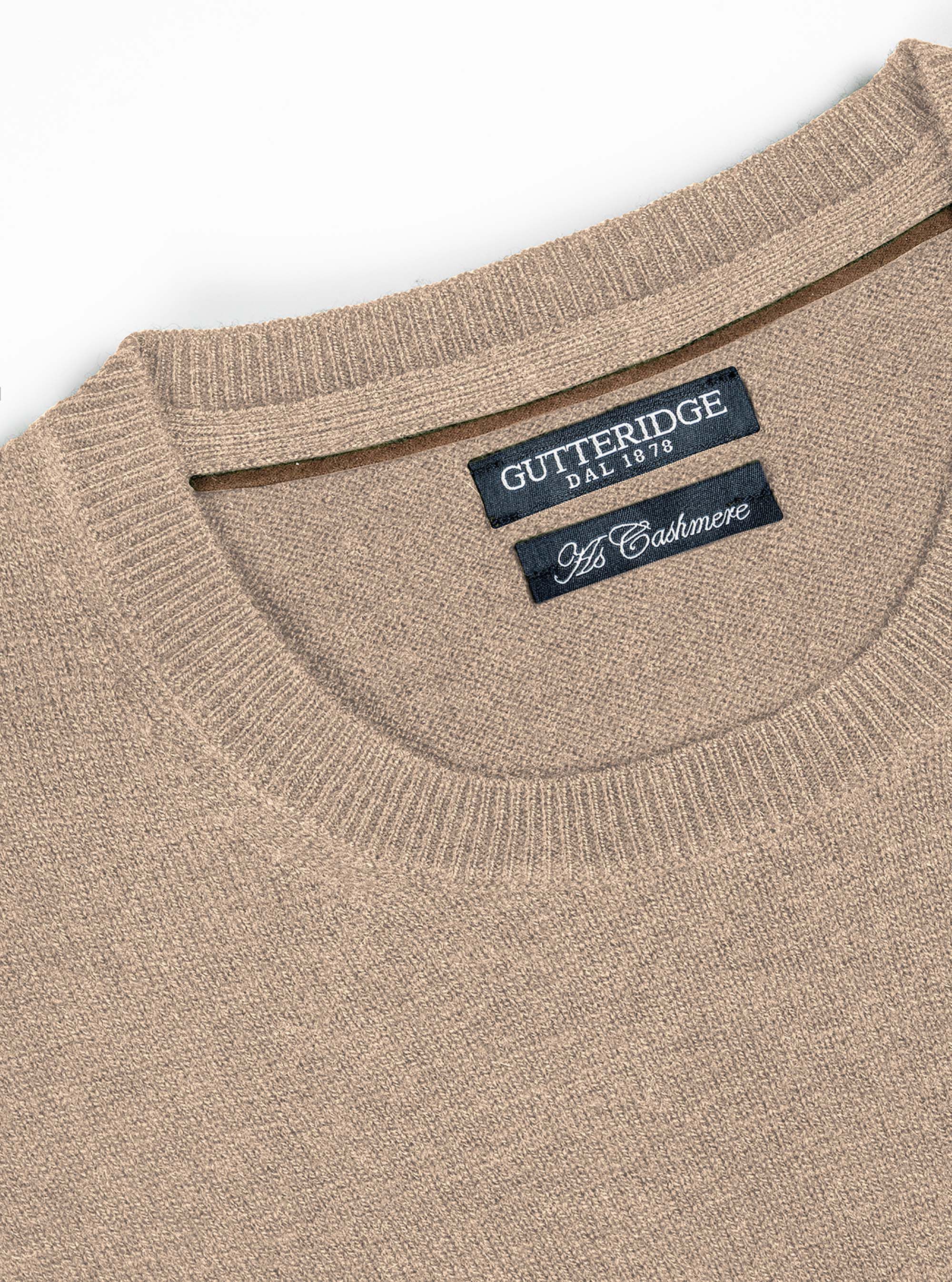 Maglia girocollo in lana lambswool e cashmere, ECRU