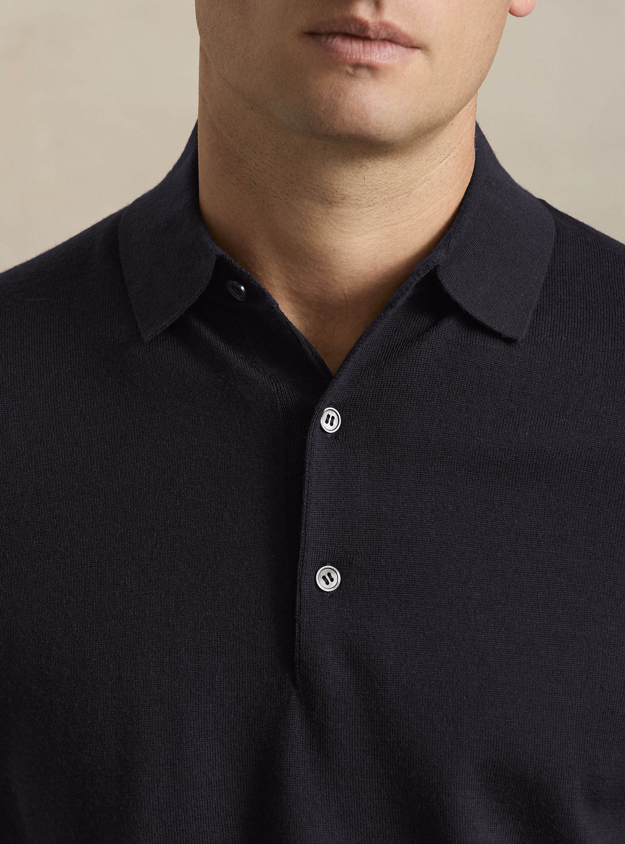 Polo in maglia in lana merino extrafine, BLU NAVY