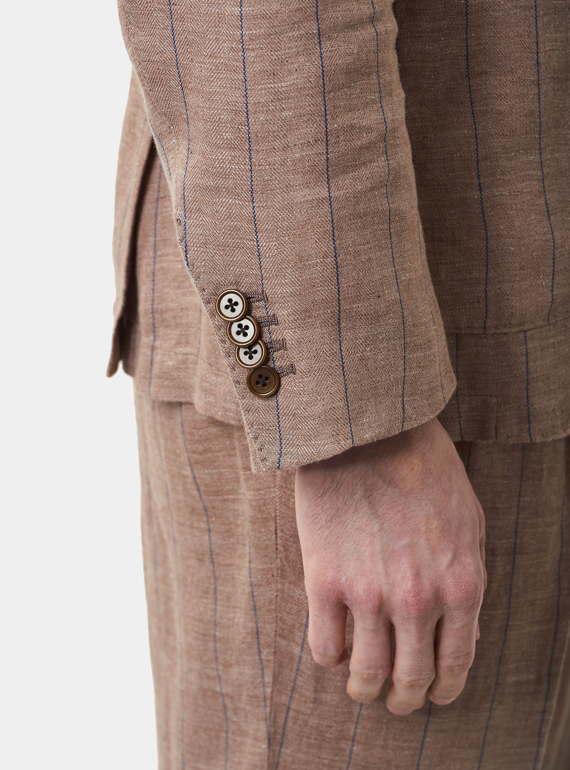 Linen pinstripe suit blazer, BRICK