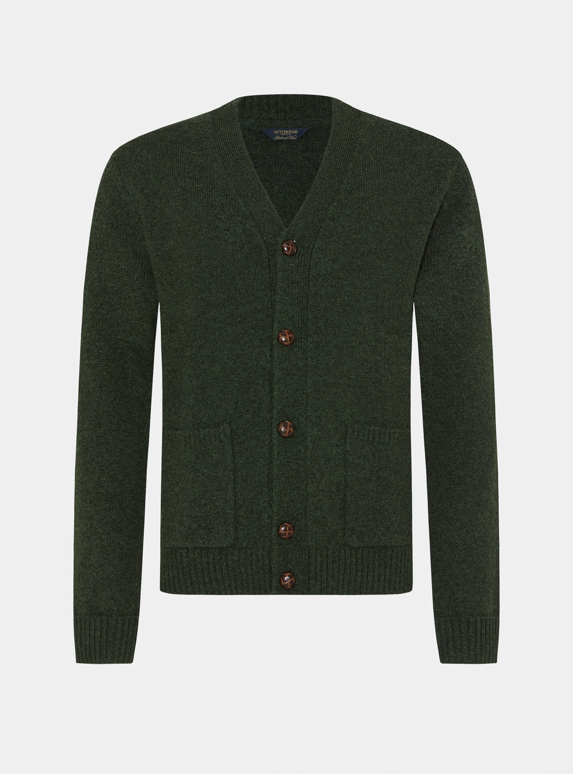 C&aacute;rdigan de punto en lana Shetland, VERDE