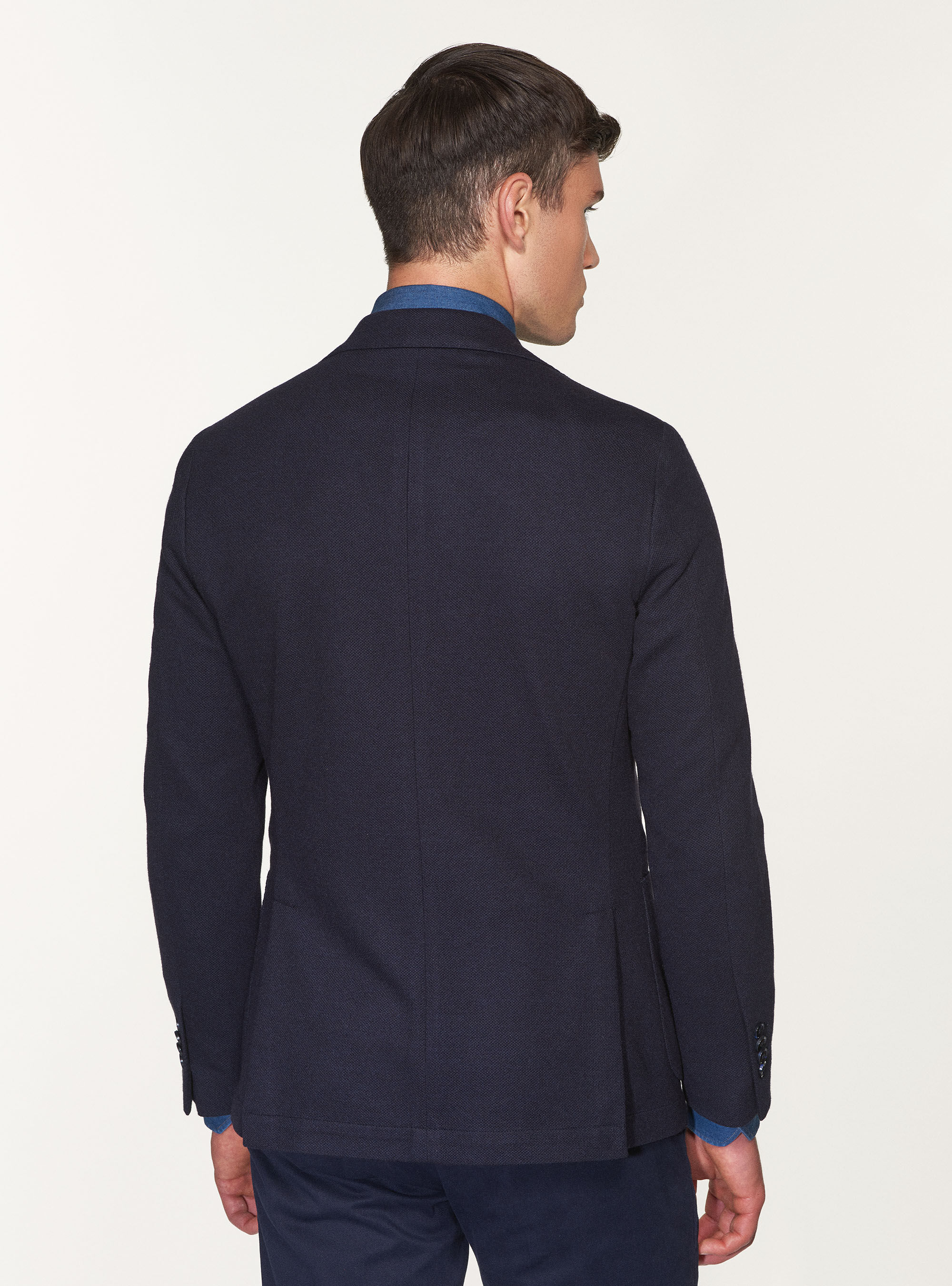 Giacca micro strutturata sfoderata, BLU NAVY