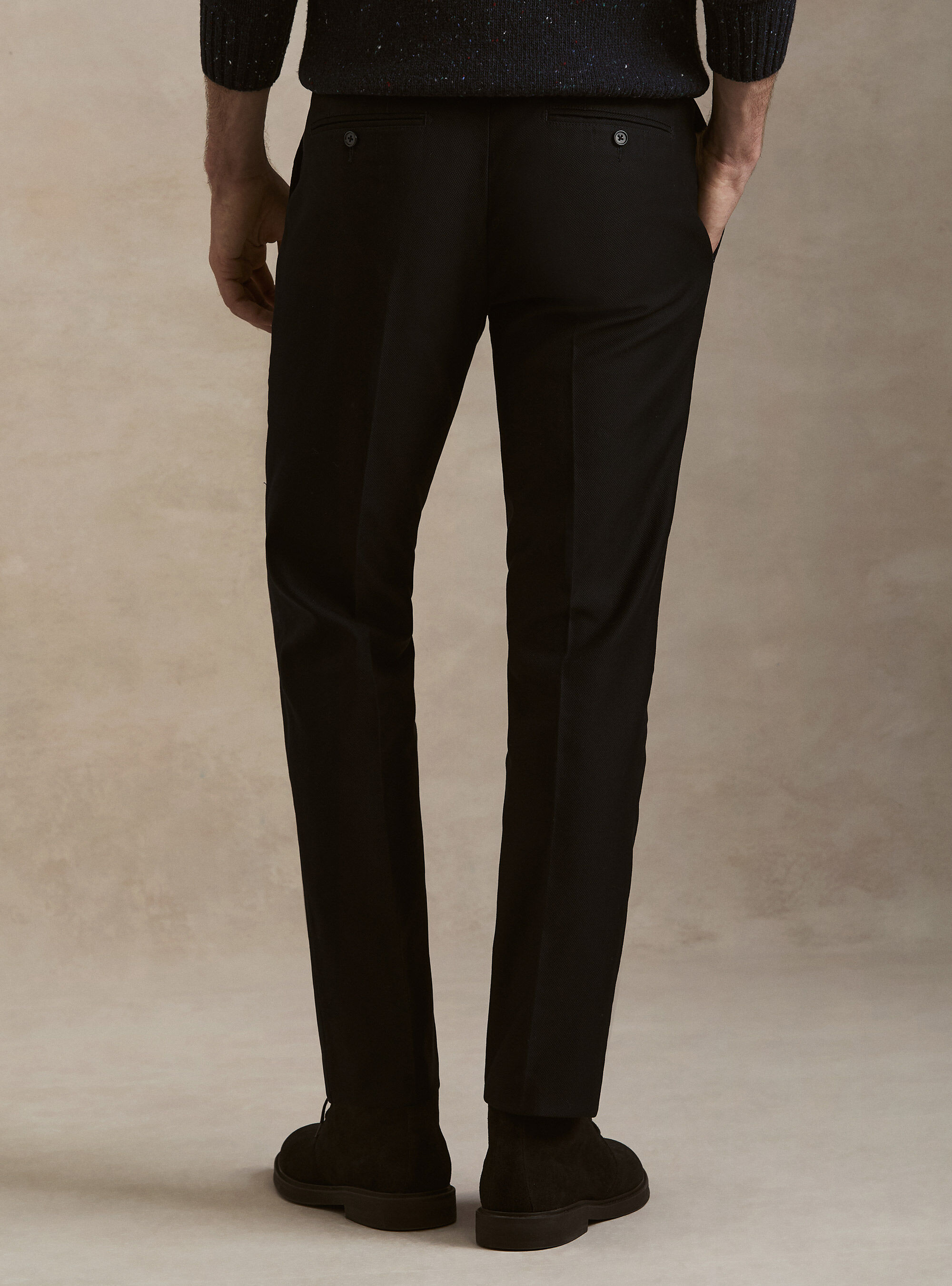 Pantaloni chino in cotone armaturato, BLU NAVY
