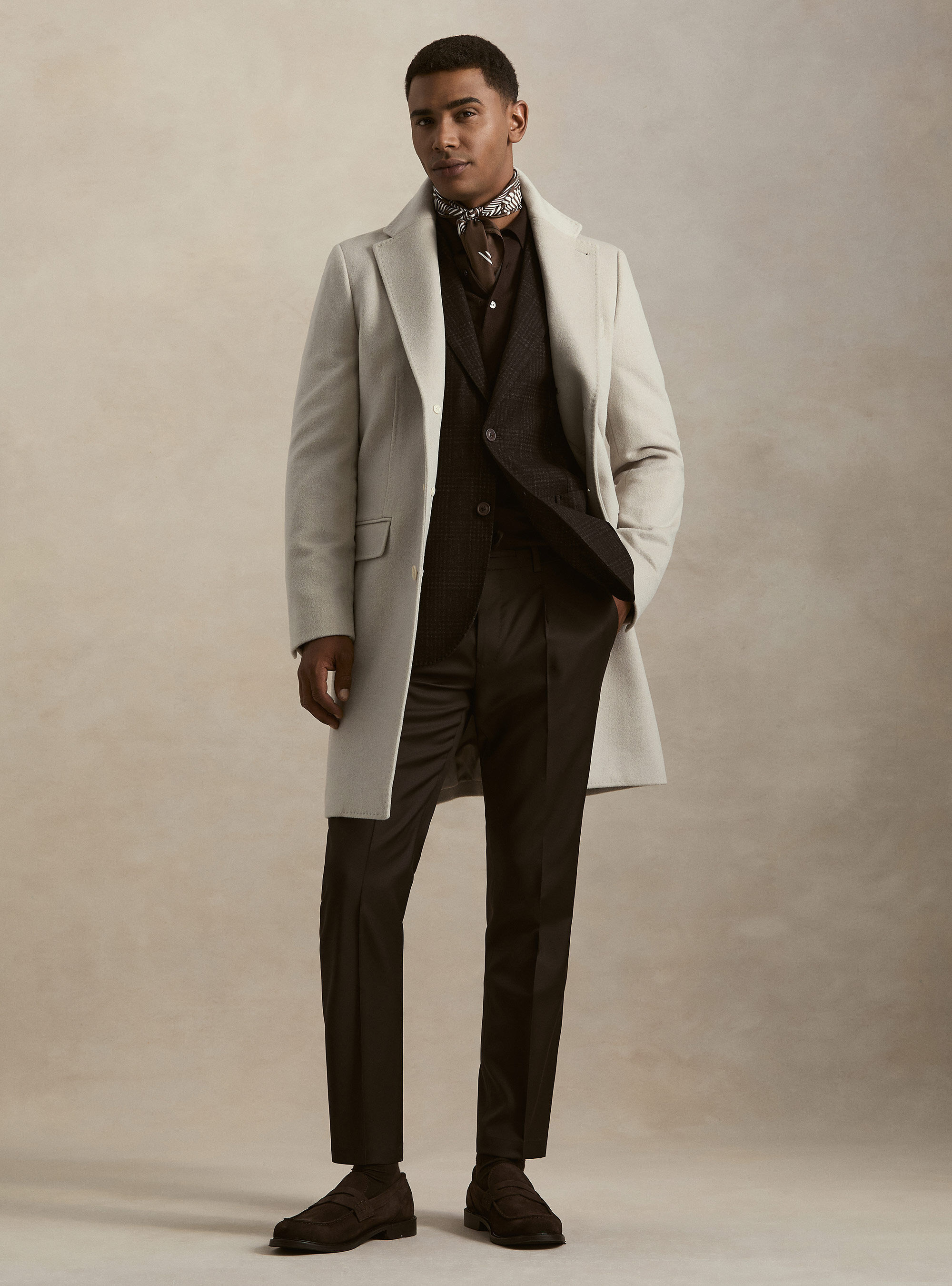 Single-breasted wool and cashmere coat