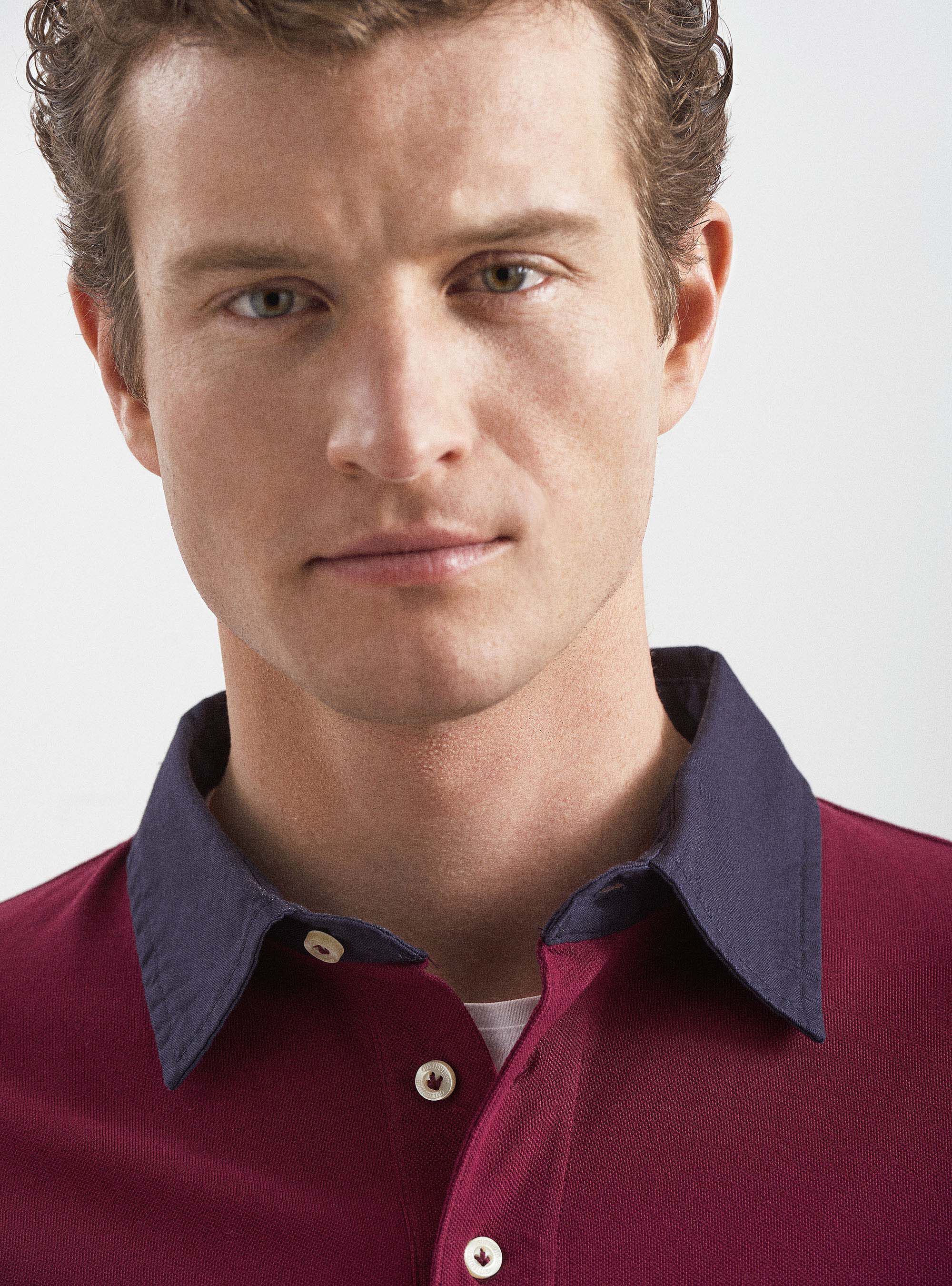 Twill shirt collar polo shirt, BORDEAUX