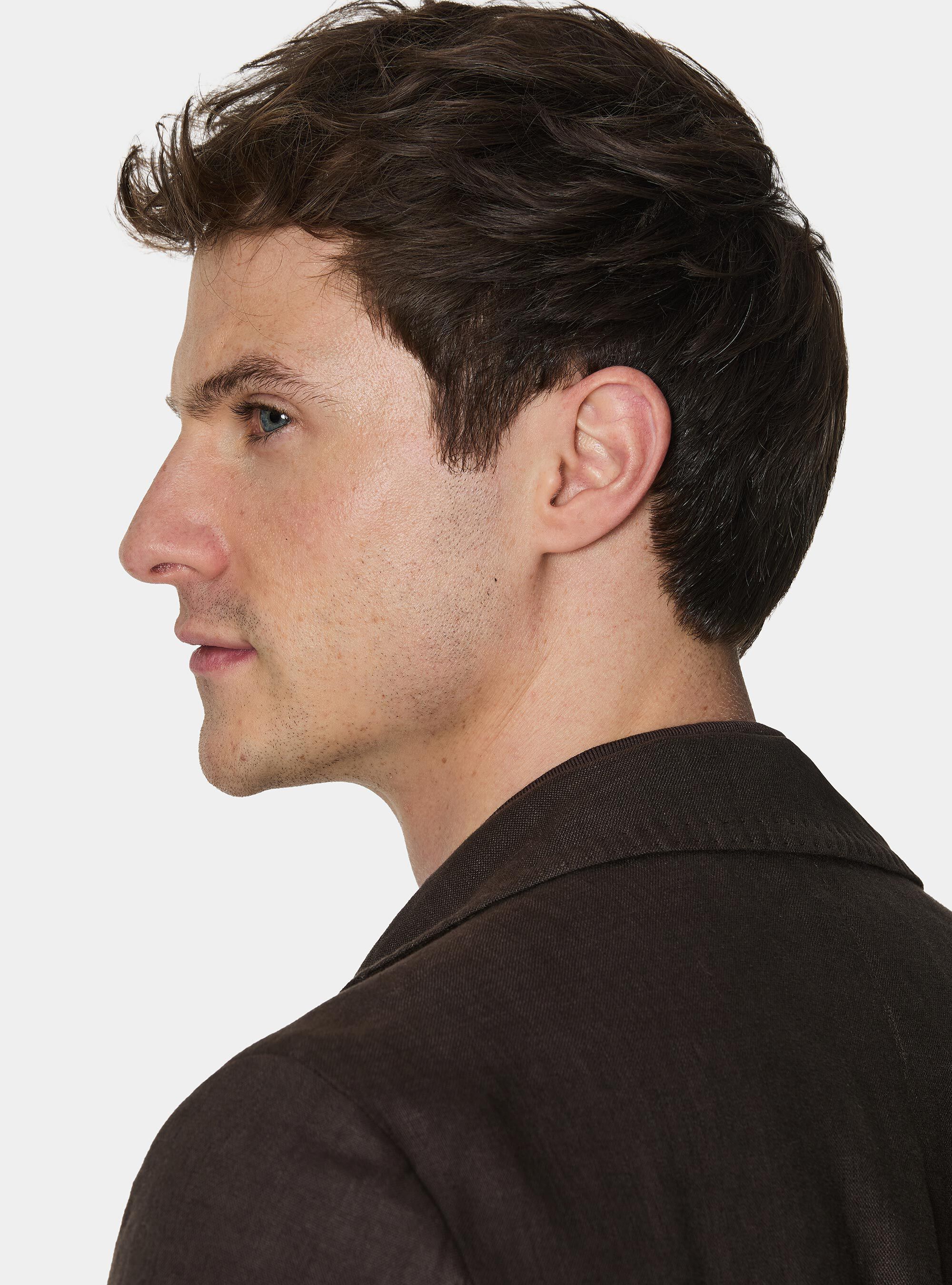 Americana de traje de puro lino, MARRON