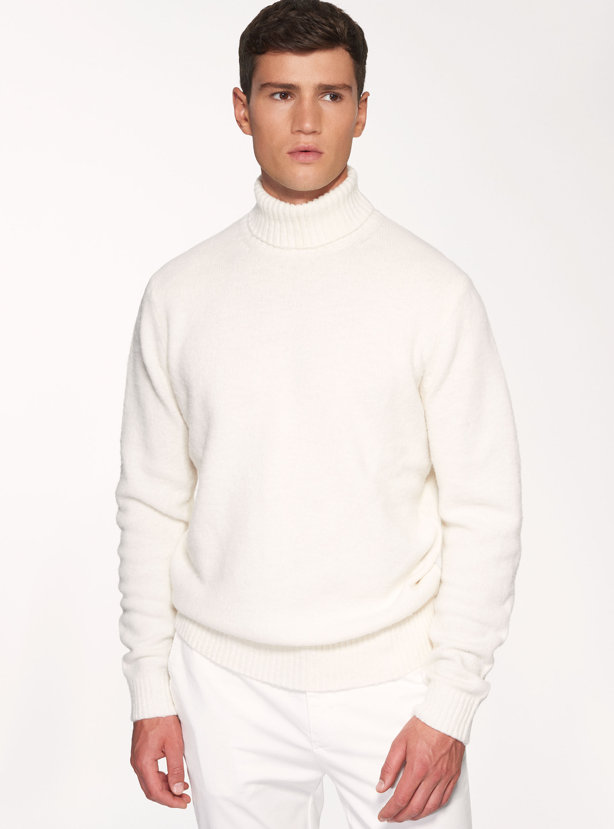 Mens white cheap ribbed turtleneck